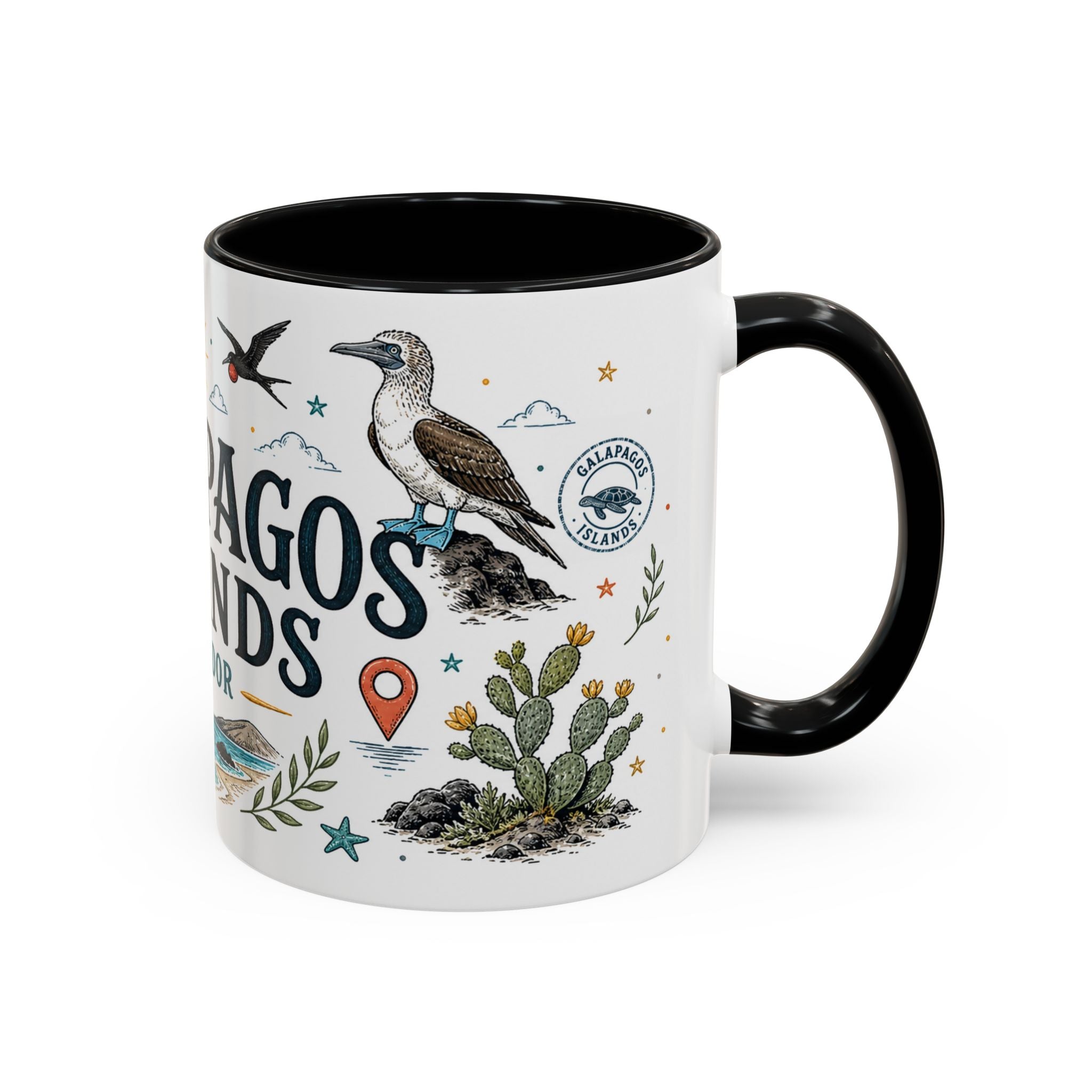 Galapagos Islands Coffee Mug | Travel Destination Souvenir Gift | Accent Color Ceramic 11oz 15oz