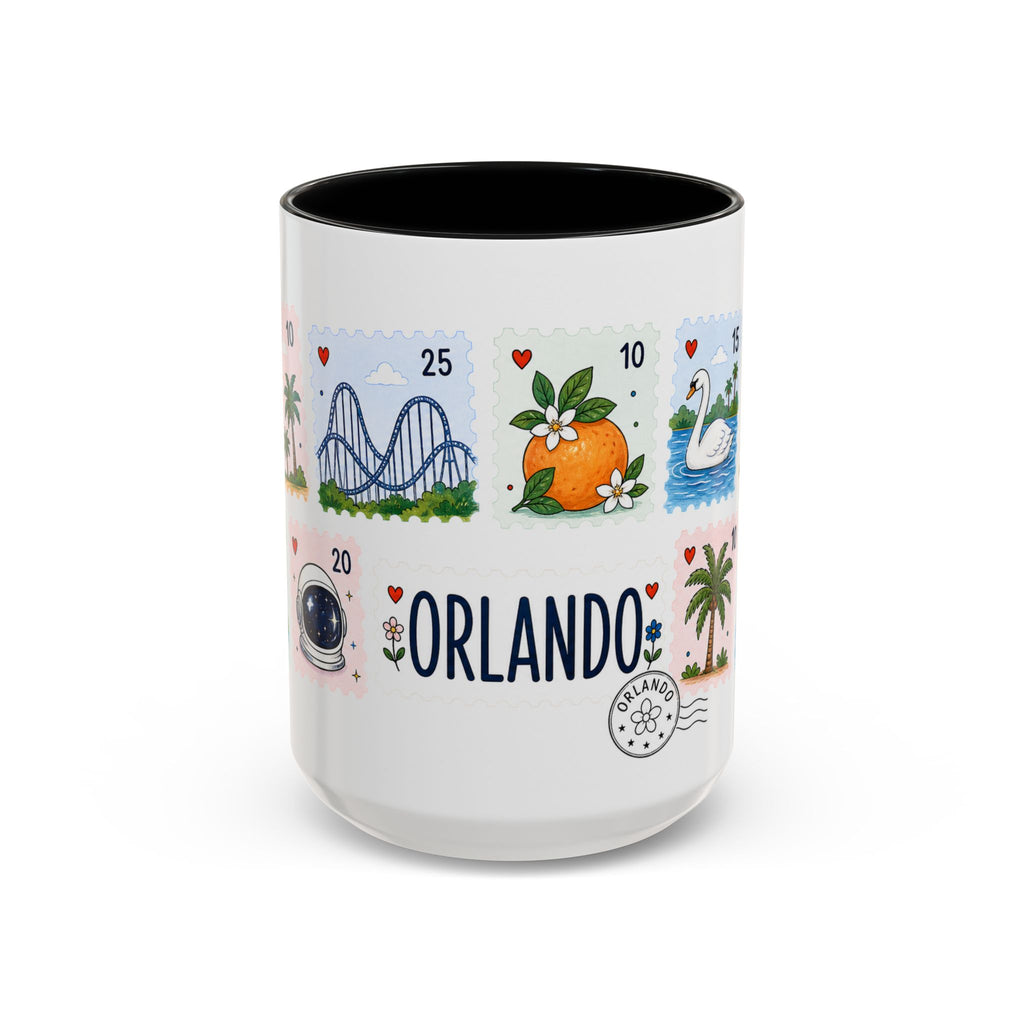 Orlando Coffee Mug | Postage Stamp Collage Mug | Travel Souvenir Accent Cup 11oz 15oz