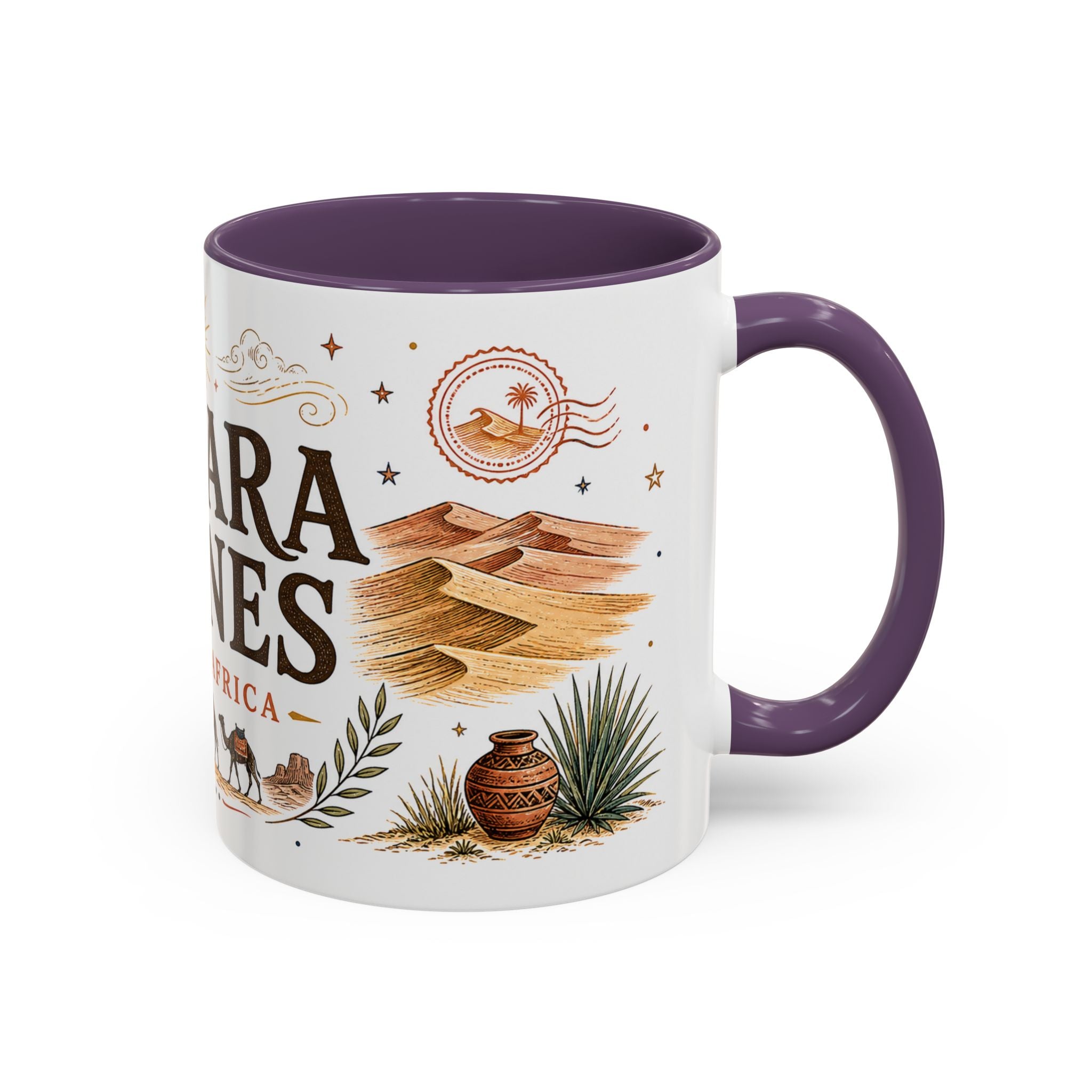 Sahara Dunes Coffee Mug | Travel Destination Souvenir Gift | Accent Color Ceramic 11oz 15oz