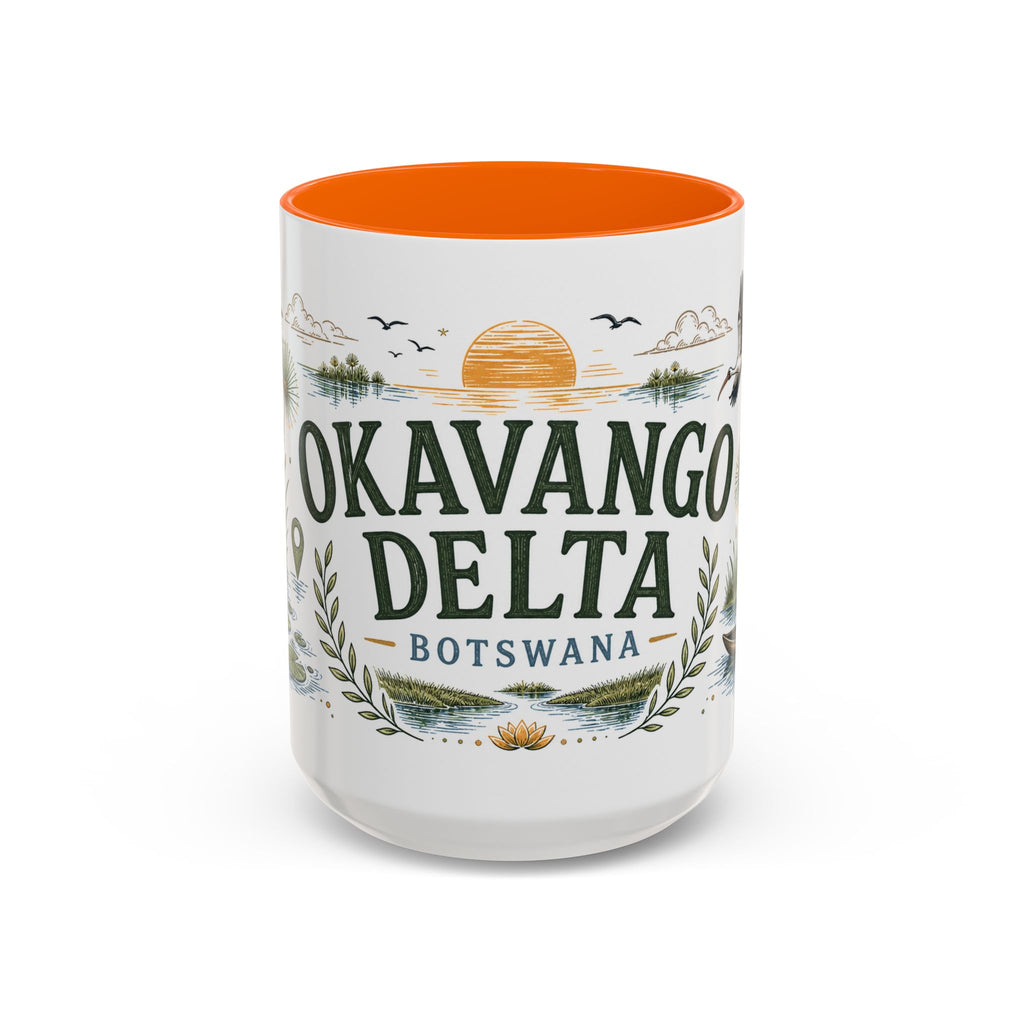 Okavango Delta Coffee Mug | Travel Destination Souvenir Gift | Accent Color Ceramic 11oz 15oz