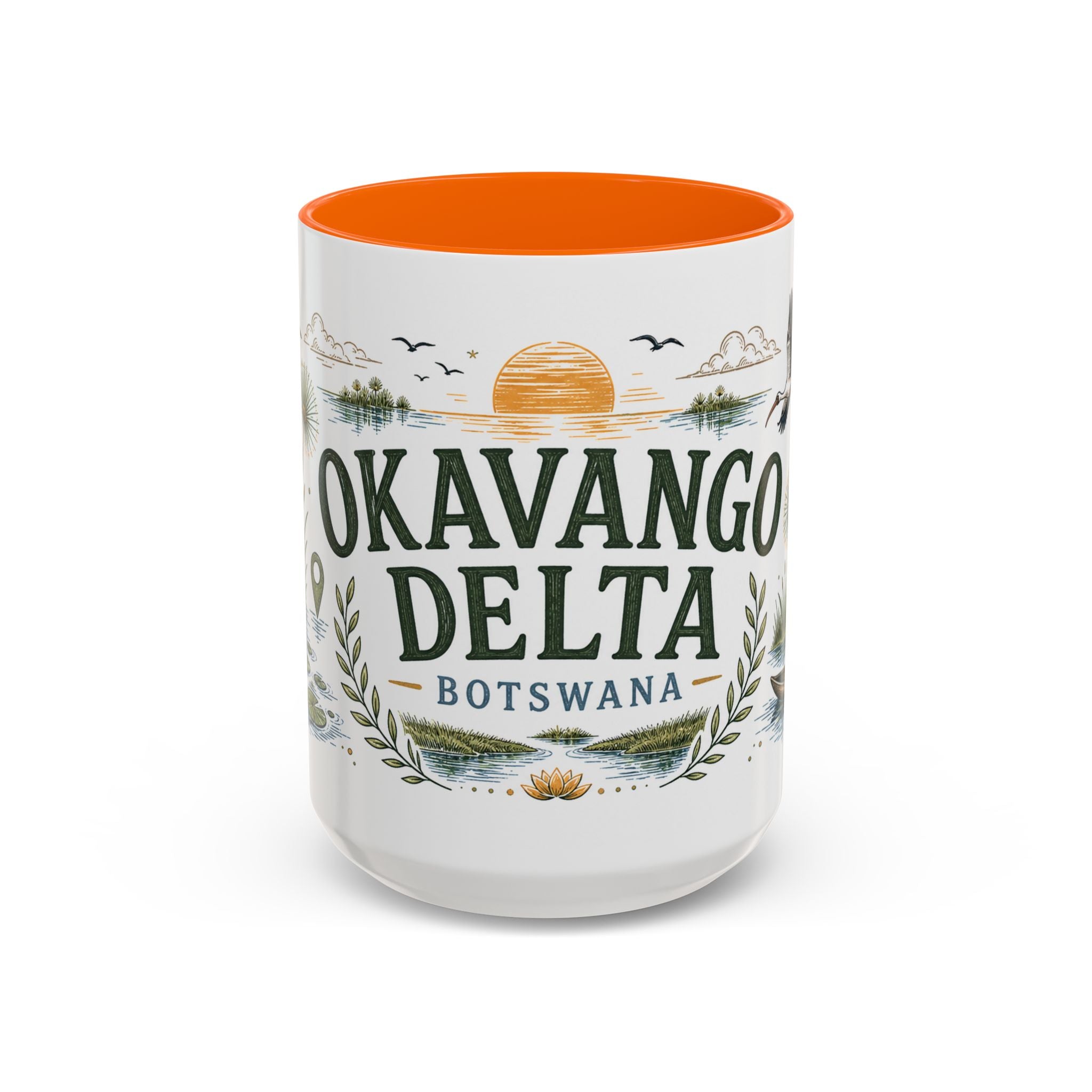 Okavango Delta Coffee Mug | Travel Destination Souvenir Gift | Accent Color Ceramic 11oz 15oz