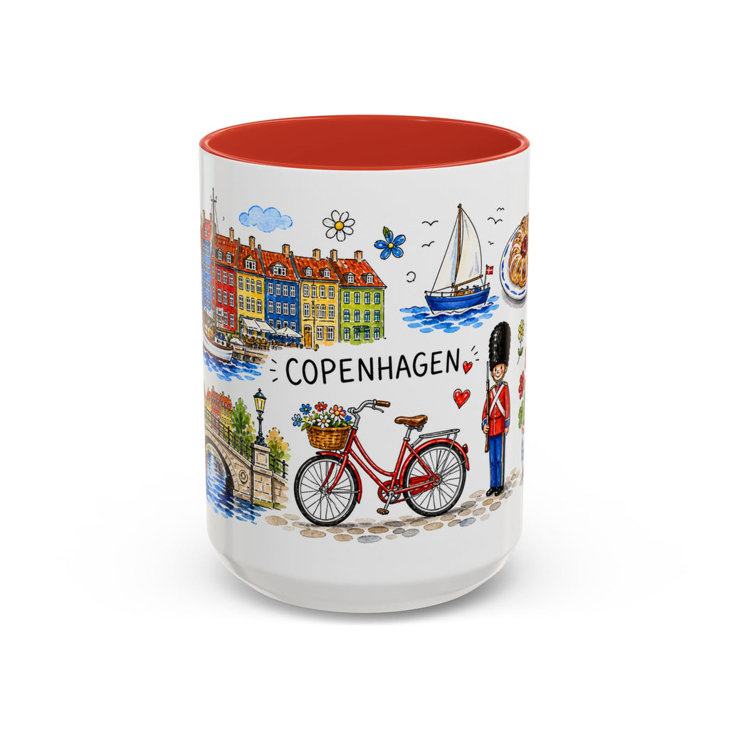 Copenhagen Travel Mug | European City Souvenir Accent Coffee Mug | 11oz 15oz Ceramic Cup
