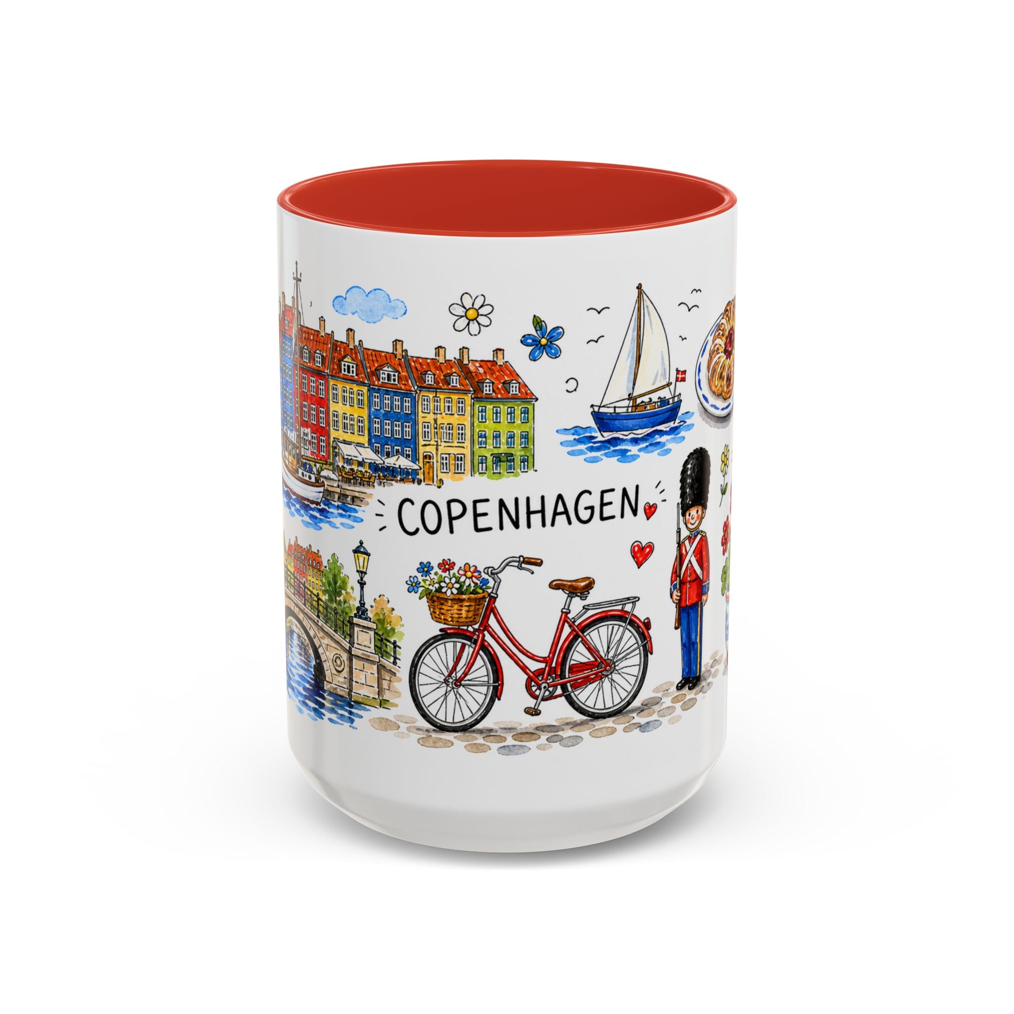 Copenhagen Travel Mug | European City Souvenir Accent Coffee Mug | 11oz 15oz Ceramic Cup