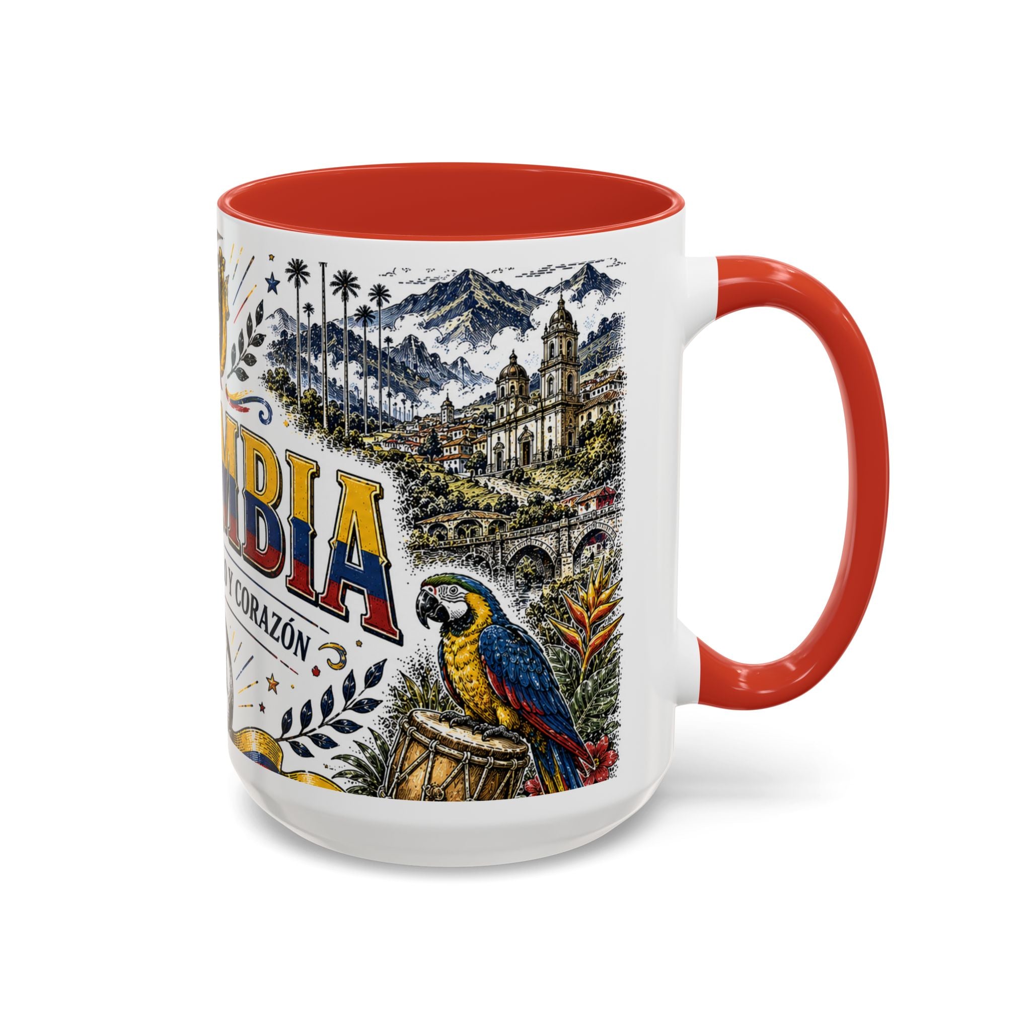 Colombia Soccer Coffee Mug | World Cup Fan Gift | Accent Color Ceramic 11oz 15oz Match Day Cup