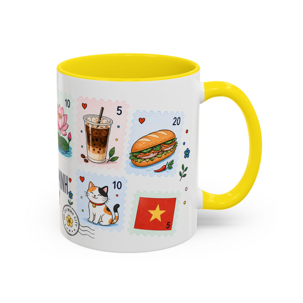 Ho Chi Minh City Coffee Mug | Postage Stamp Collage Mug | Travel Souvenir Accent Cup 11oz 15oz