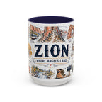 Zion National Park Coffee Mug | Hiking Camping Nature Gift | Accent Color Ceramic 11oz 15oz