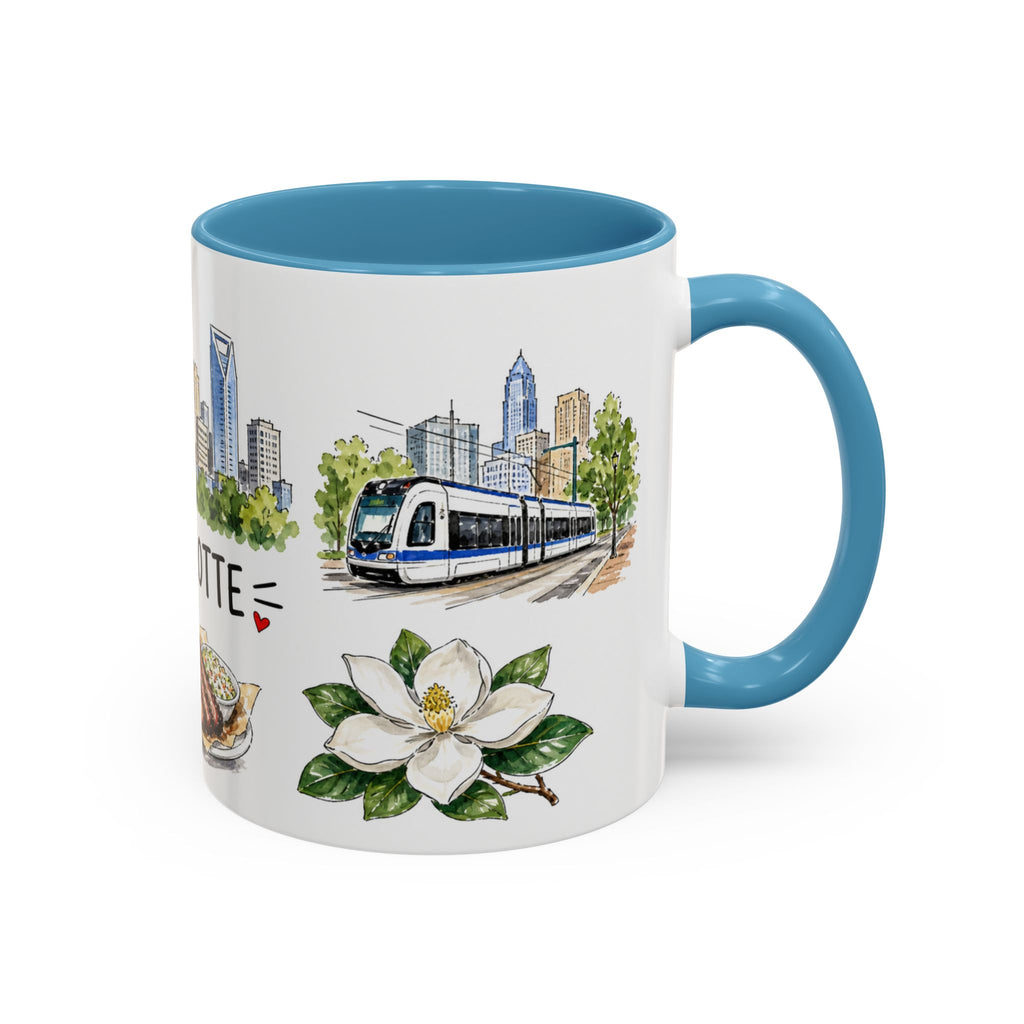 Charlotte Illustrated Travel Mug | City Souvenir Accent Coffee Mug | 11oz 15oz Ceramic Cup