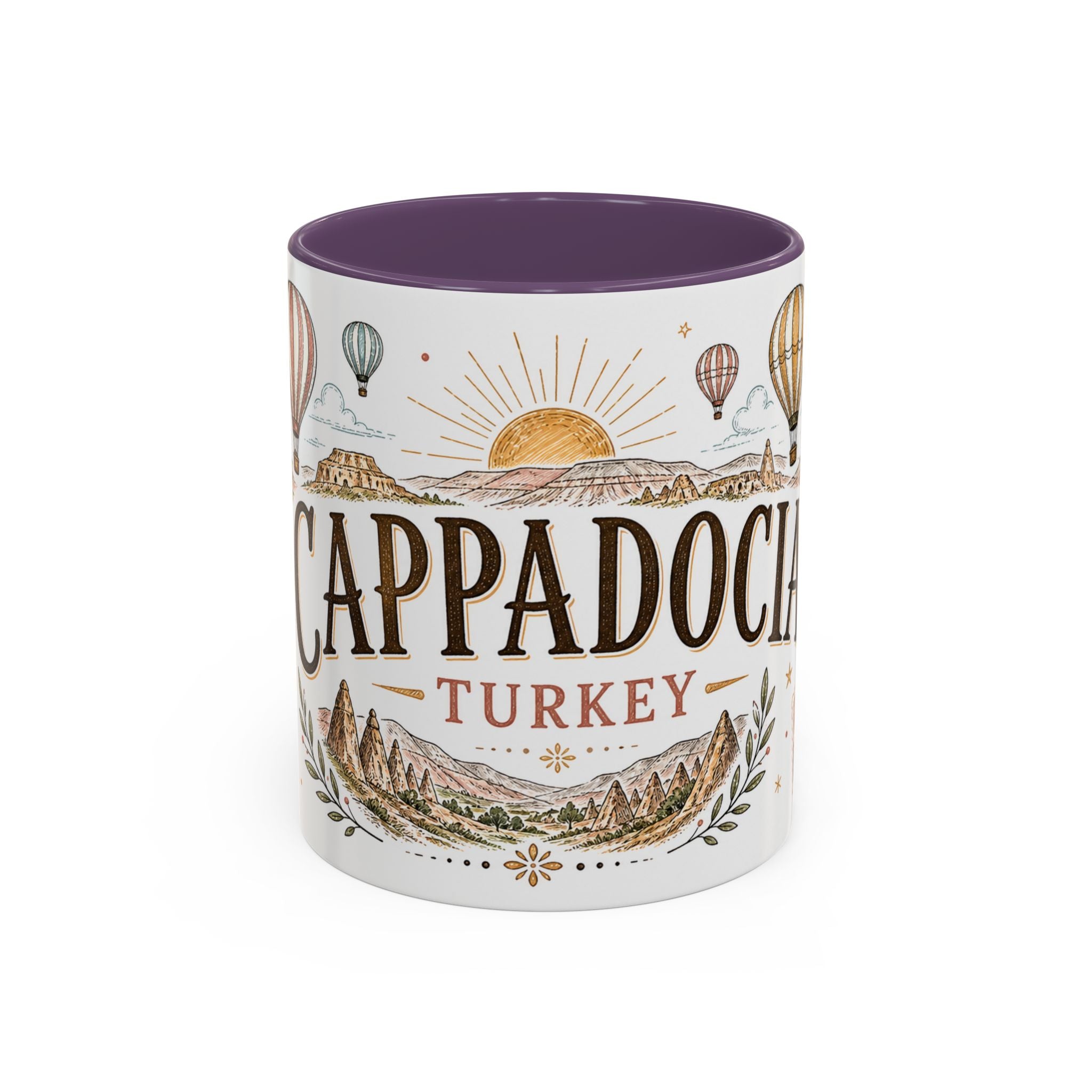 Cappadocia Coffee Mug | Travel Destination Souvenir Gift | Accent Color Ceramic 11oz 15oz