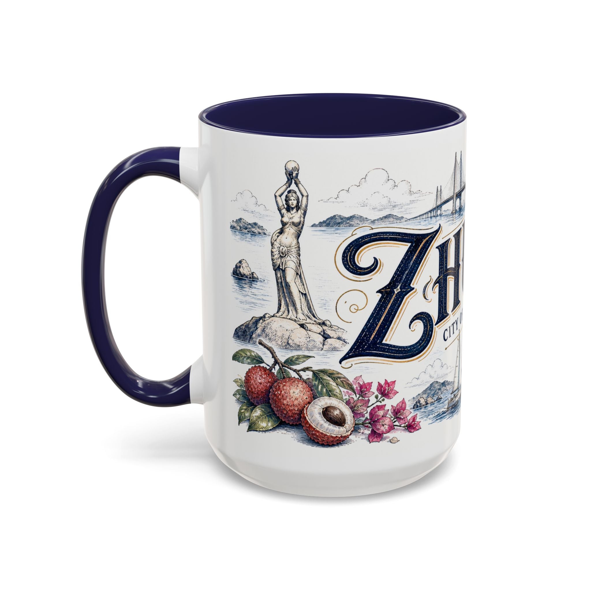 Zhuhai Coffee Mug | China Travel Souvenir | Vintage Illustrated City Gift | 11 oz 15 oz Accent Mug