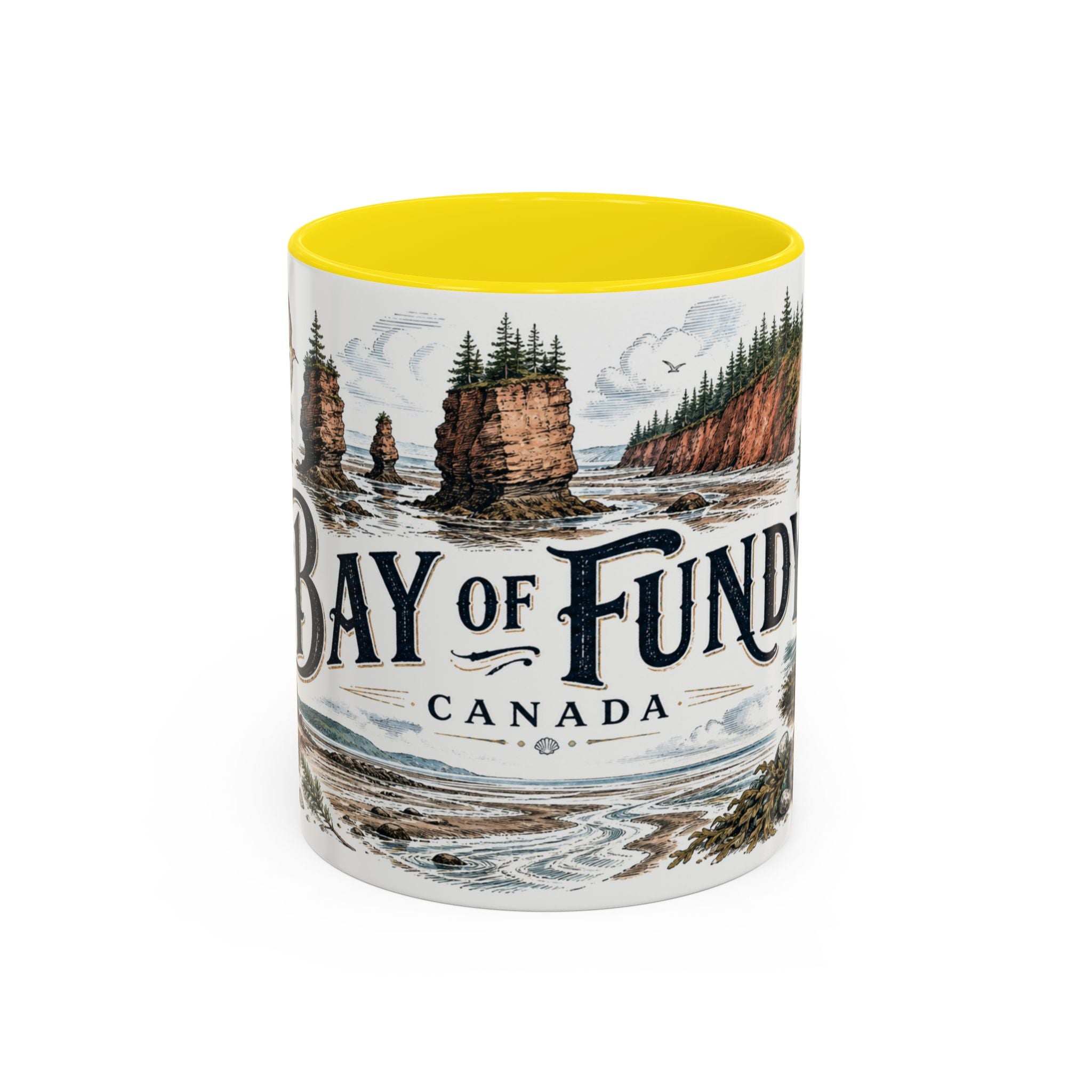 Bay of Fundy Mug, Canada Travel Souvenir, Bucket List Gift, Accent Ceramic Coffee Mug 11oz 15oz