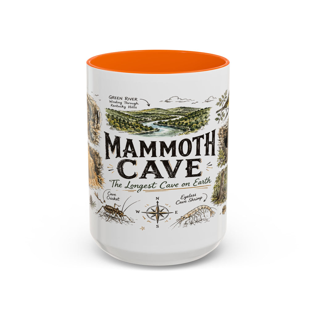 Mammoth Cave National Park Coffee Mug | Kentucky Cave Exploration Hiking Gift | Accent Color Ceramic 11oz 15oz