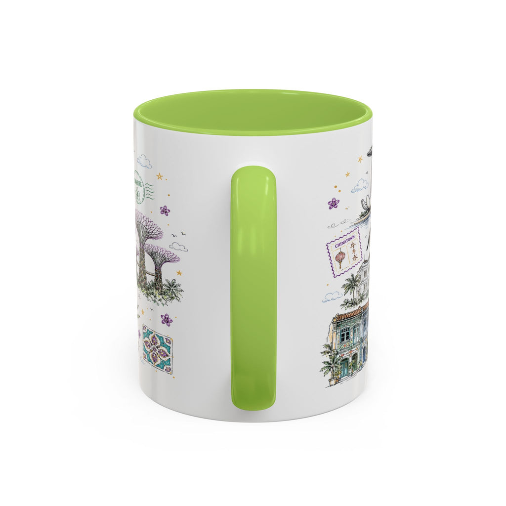 Singapore Coffee Mug | Asia Souvenir Travel Gift | Accent Color Ceramic 11oz 15oz