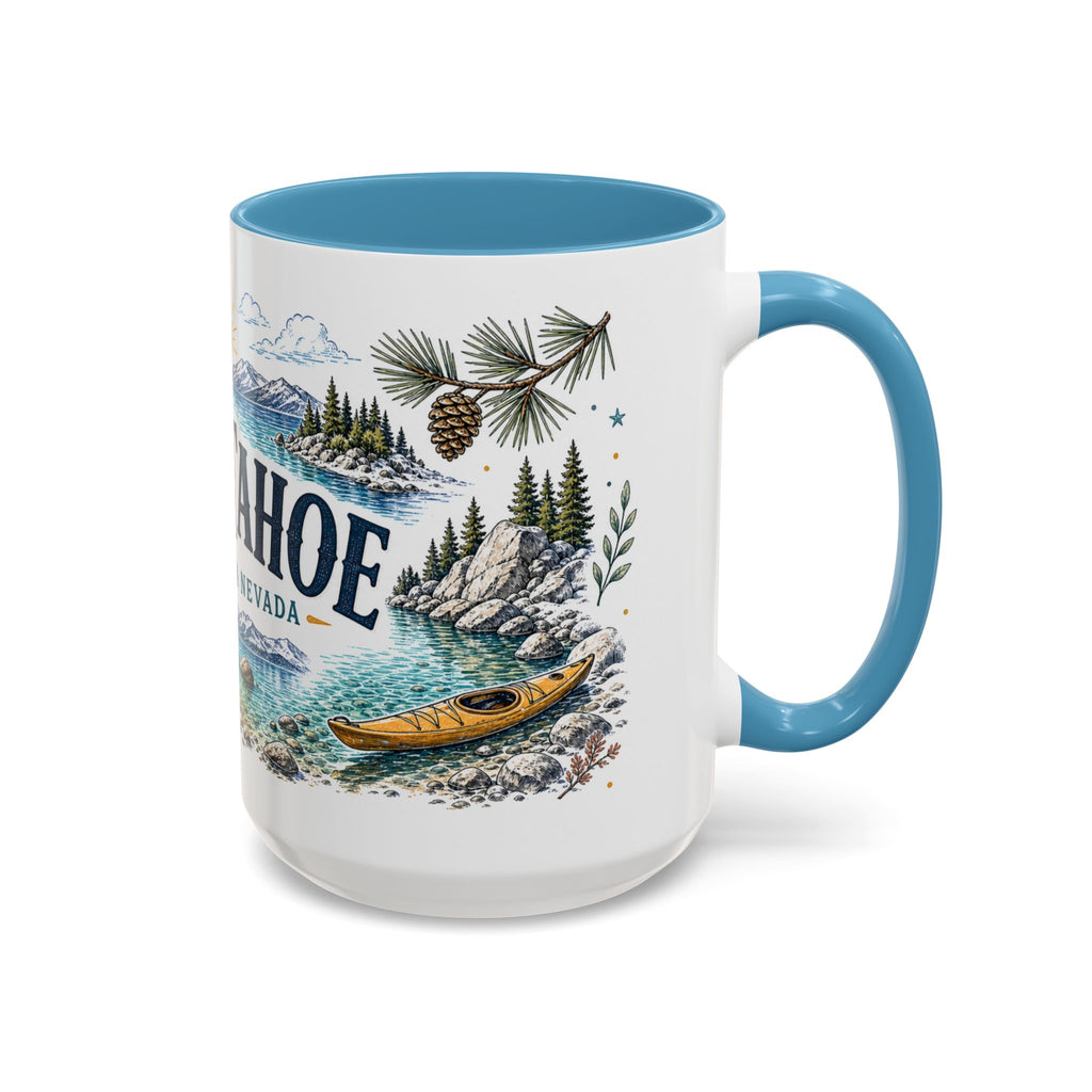 Lake Tahoe Mug, California Nevada Travel Souvenir, Bucket List Gift, Accent Ceramic Coffee Mug 11oz 15oz