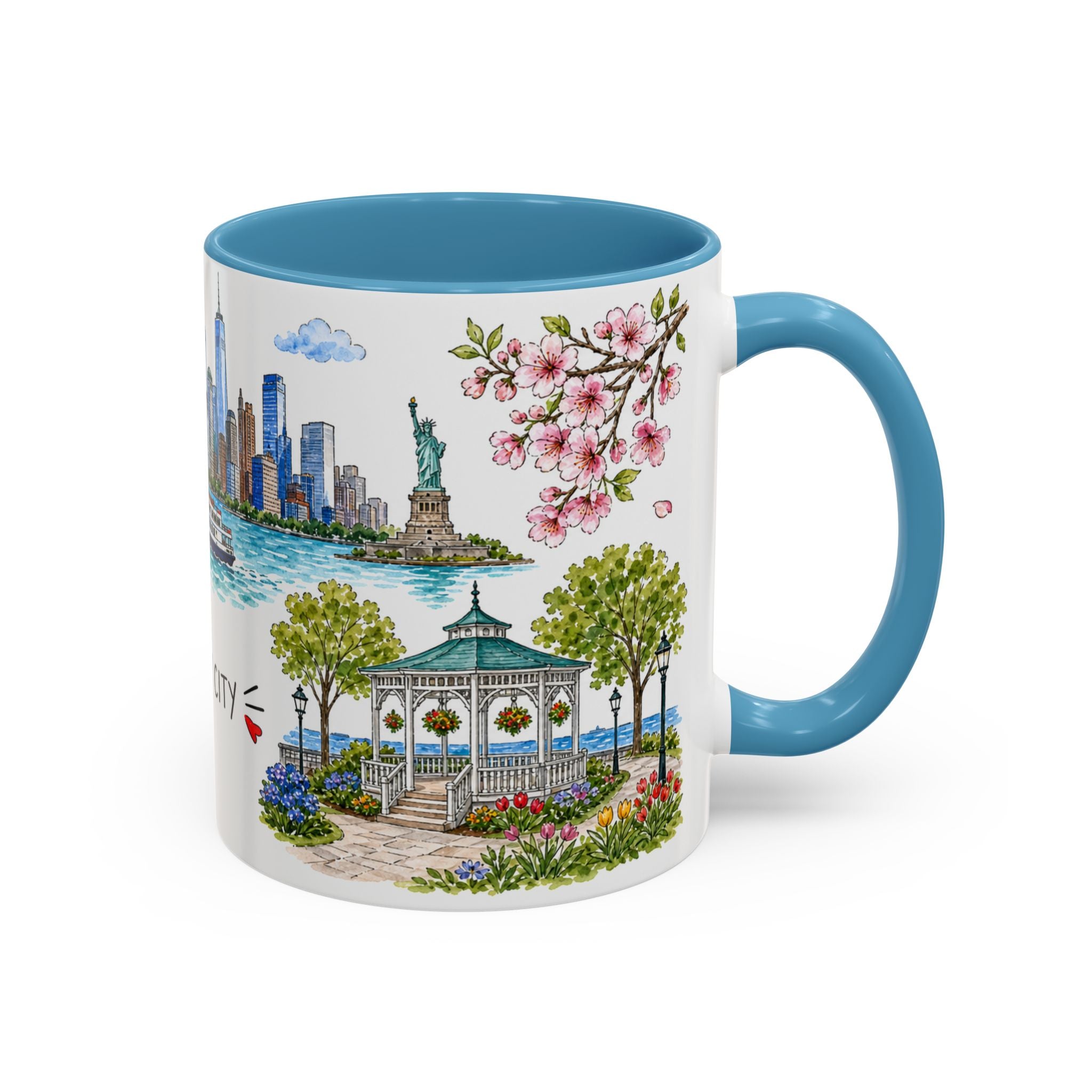 Jersey City Illustrated Travel Mug | City Souvenir Accent Coffee Mug | 11oz 15oz Ceramic Cup