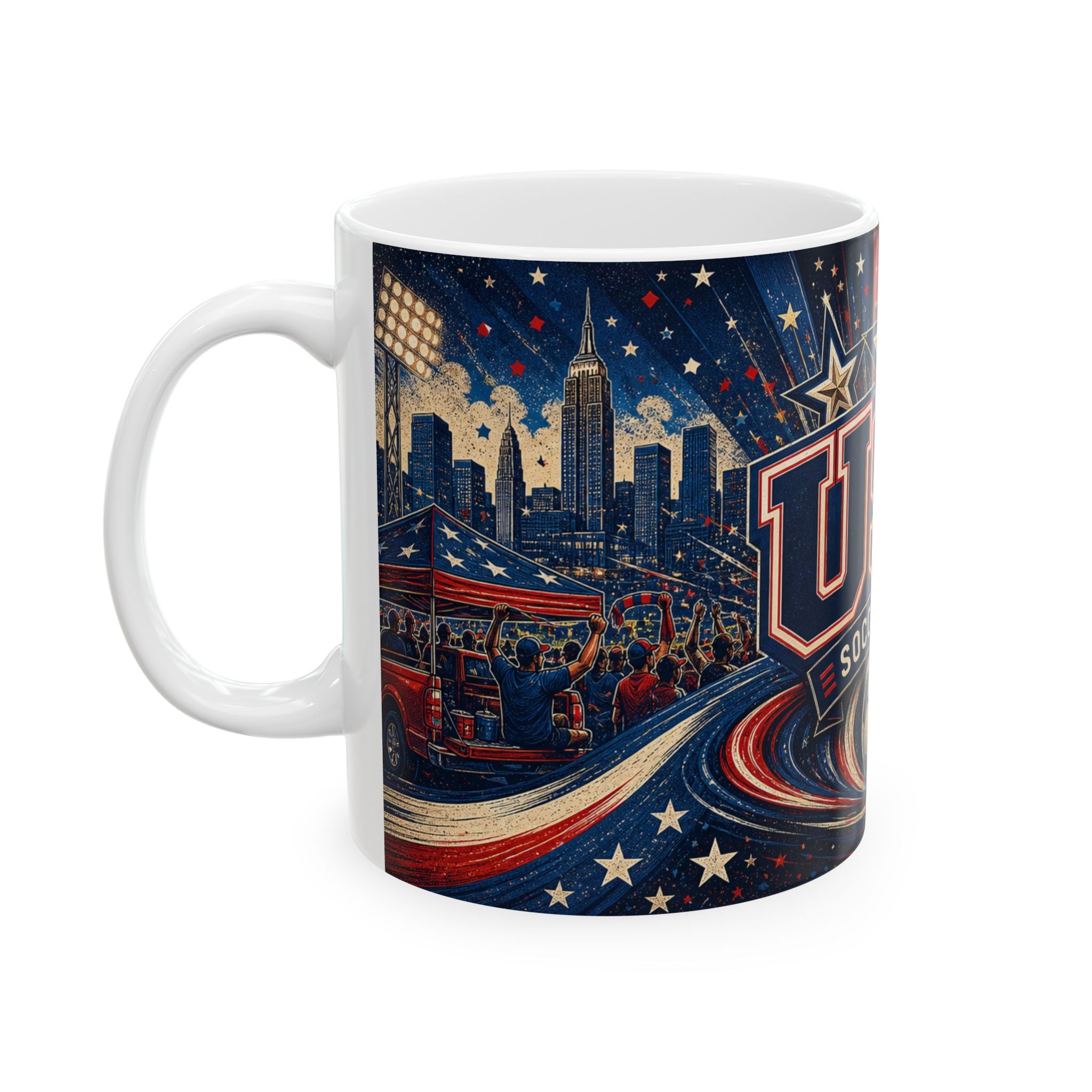 USA Soccer Spirit Coffee Mug | Soccer Fan Gift | Ceramic 11oz 15oz Match Day Cup