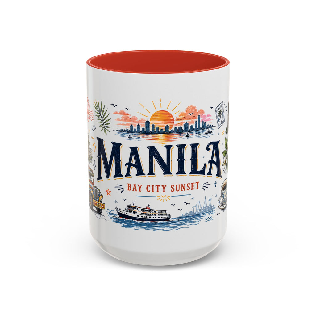 Manila Coffee Mug | Philippines Souvenir Travel Gift | Accent Color Ceramic 11oz 15oz