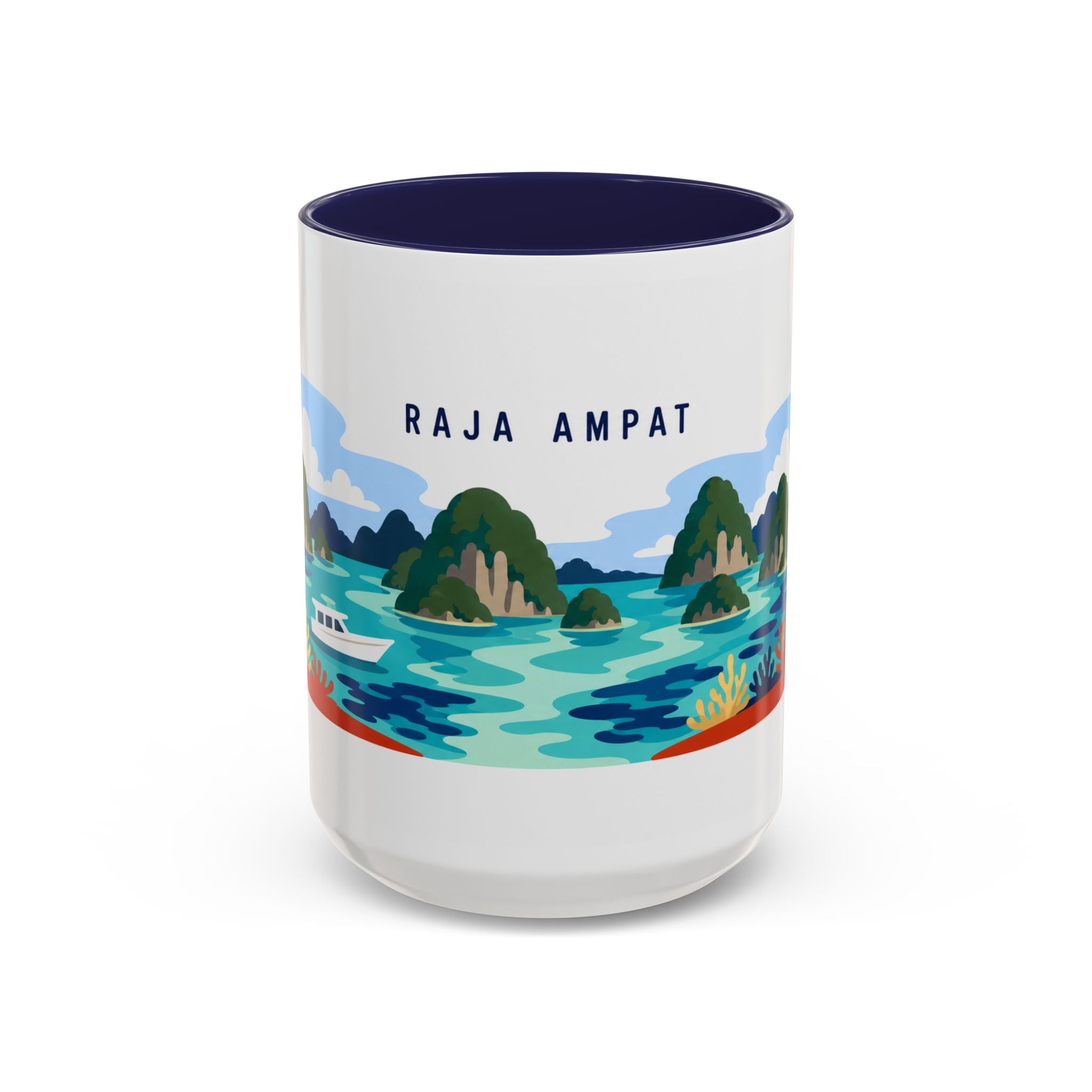 Raja Ampat Coffee Mug | Travel Destination Souvenir Gift | Accent Color Ceramic 11oz 15oz
