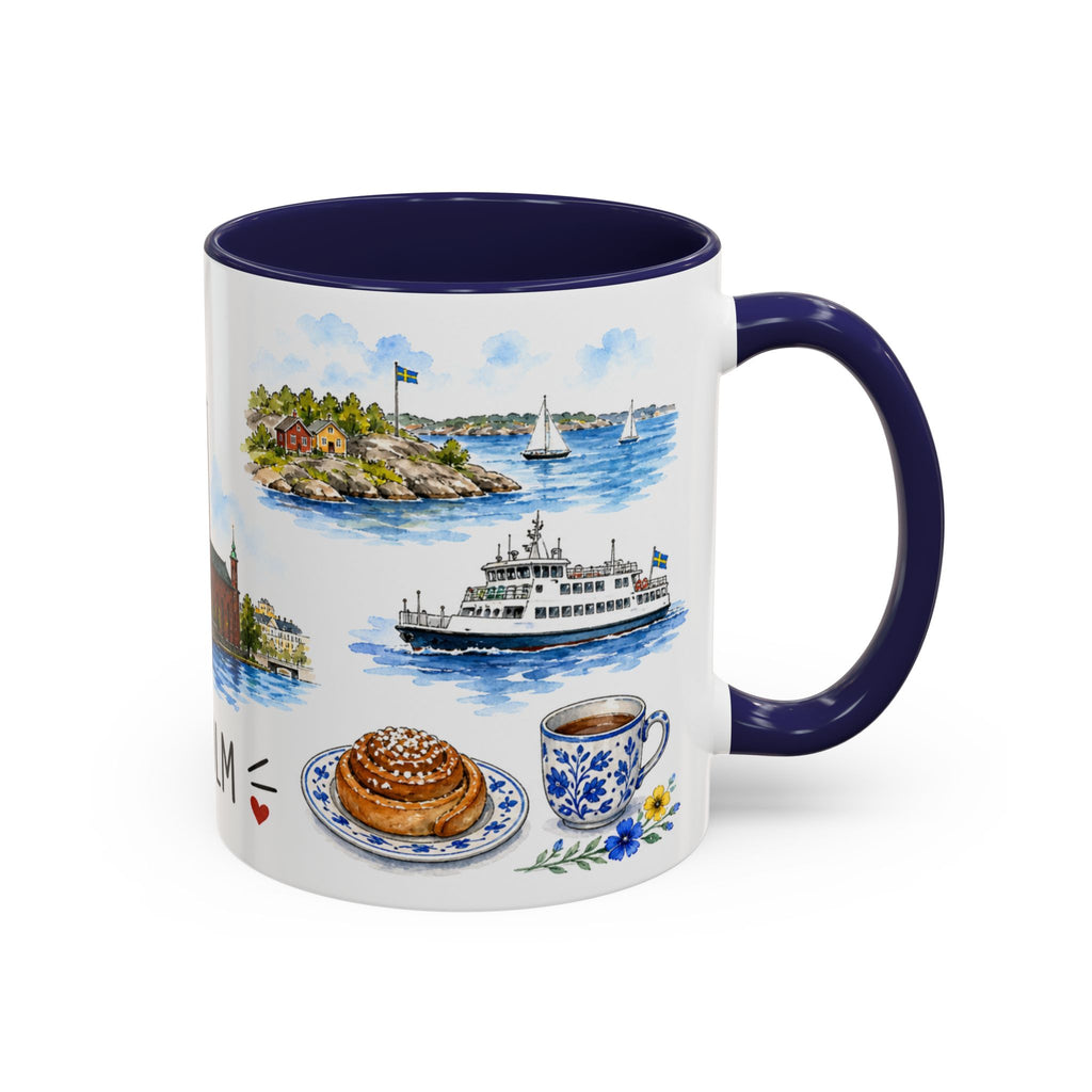 Stockholm Illustrated Travel Mug | City Souvenir Accent Coffee Mug | 11oz 15oz Ceramic Cup