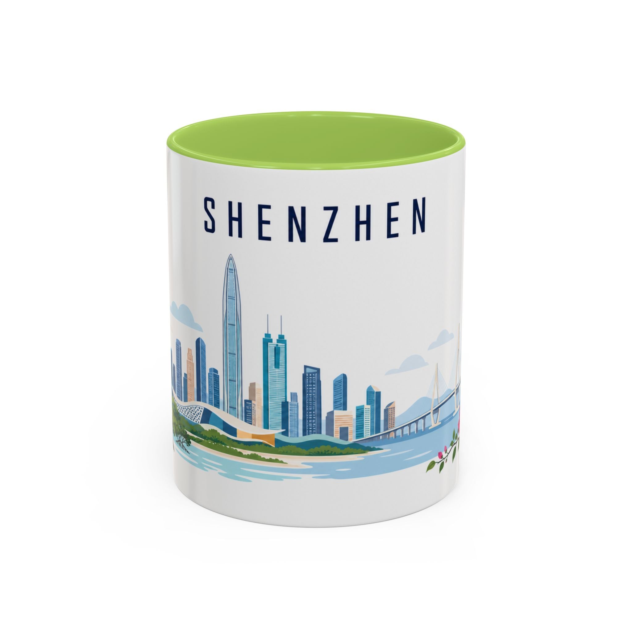 Shenzhen Coffee Mug | China Travel Souvenir | Porcelain Decal City Gift | 11oz 15oz Accent Mug
