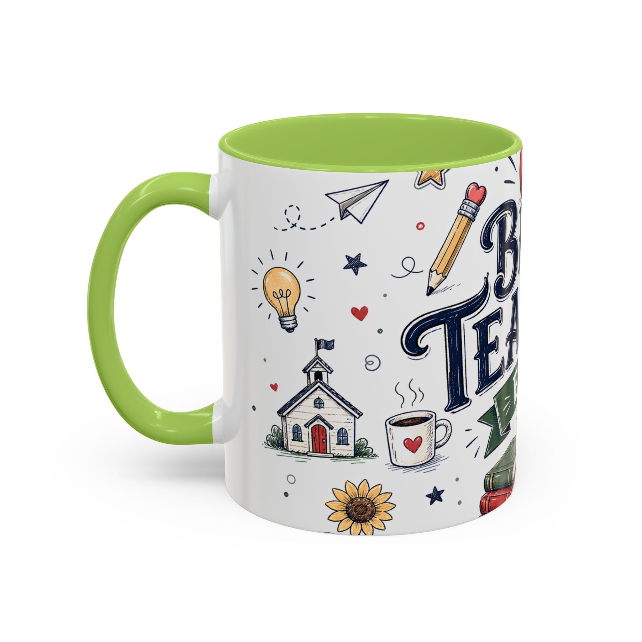 Best Teacher Ever Coffee Mug | Teacher Appreciation Gift | Accent Color Ceramic 11oz 15oz