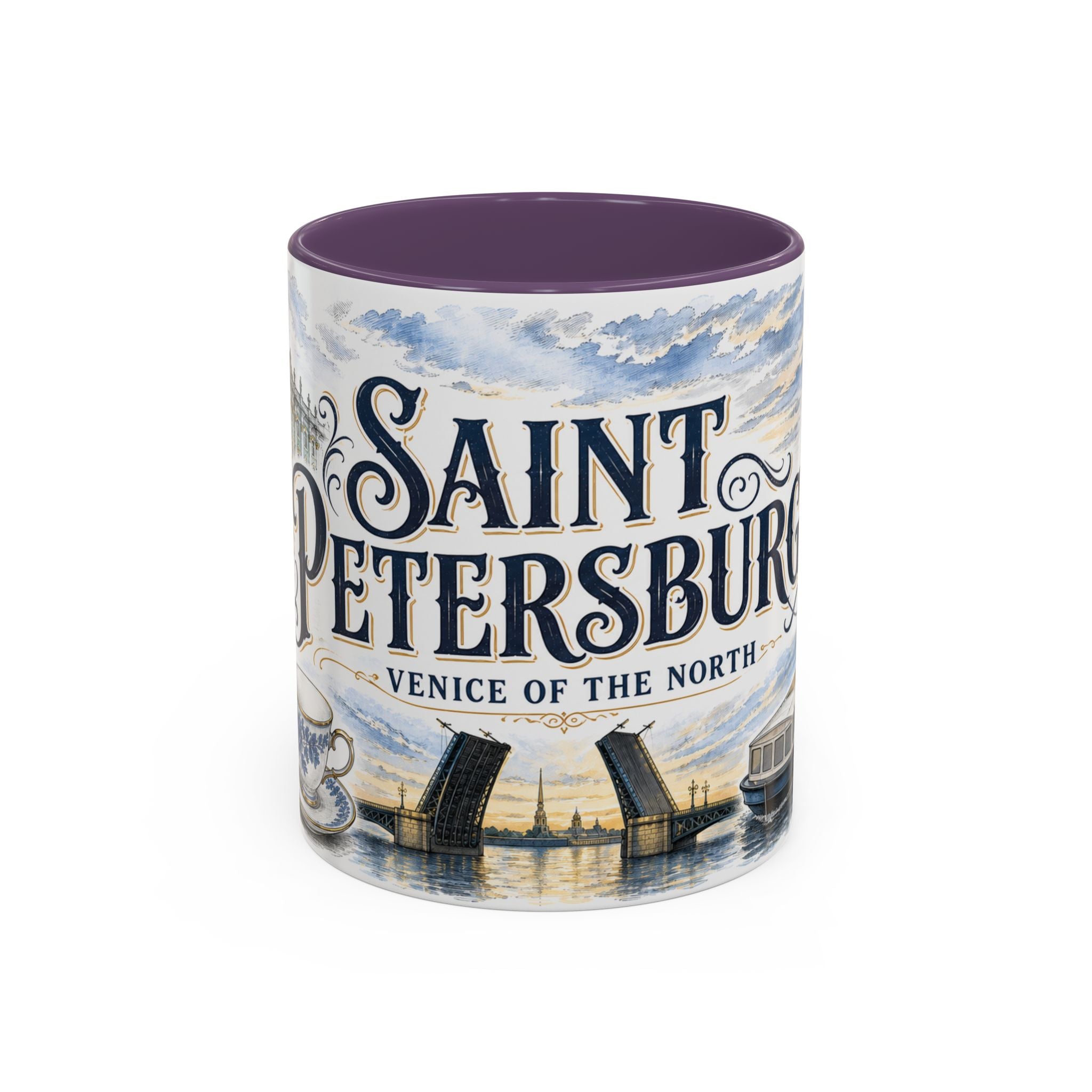 Saint Petersburg Coffee Mug | Russia Travel Souvenir | Vintage Illustrated City Gift | 11 oz 15 oz Accent Mug