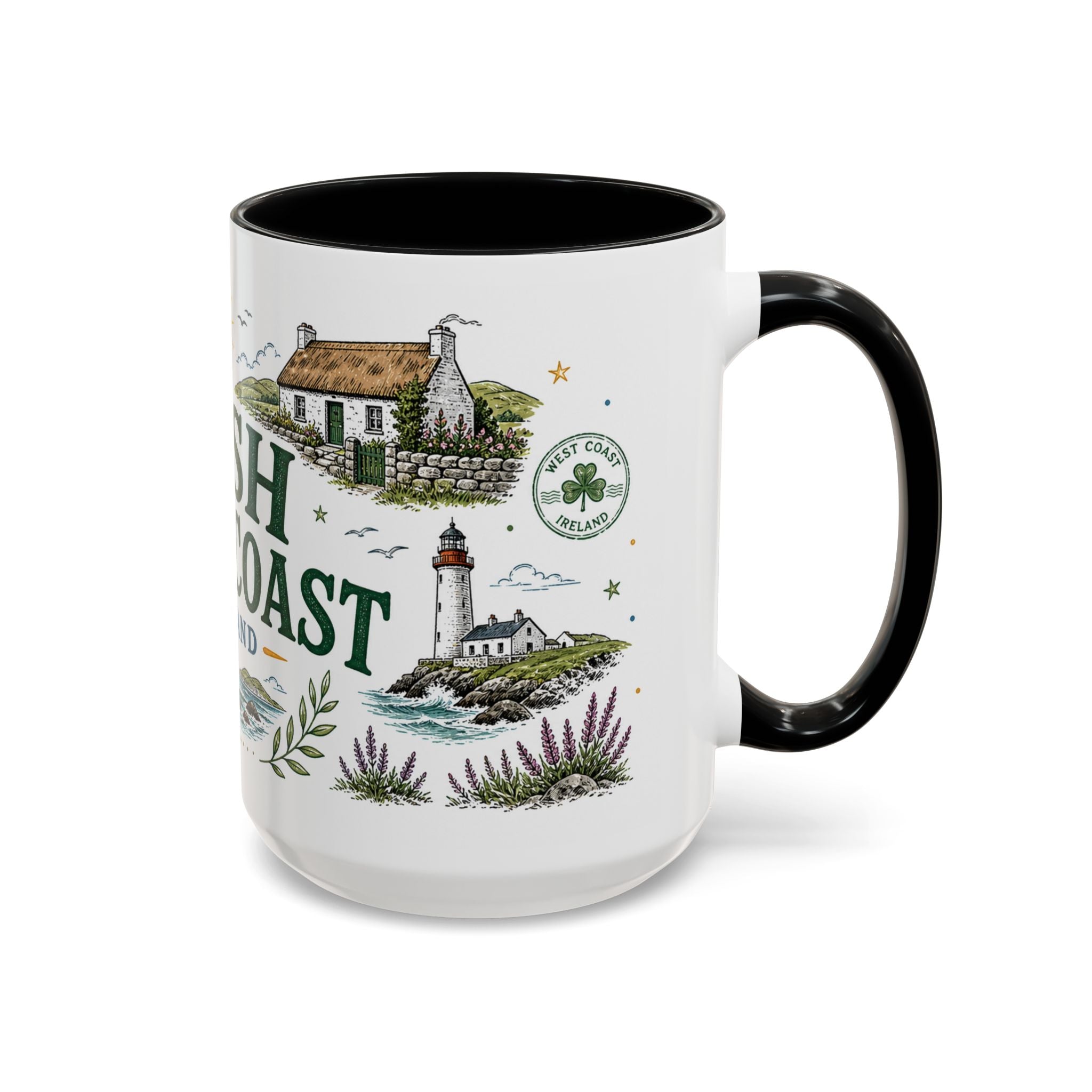 Irish West Coast Coffee Mug | Travel Destination Souvenir Gift | Accent Color Ceramic 11oz 15oz
