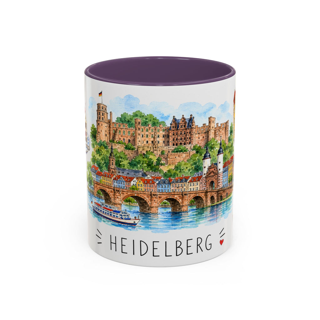 Heidelberg Illustrated Travel Mug | City Souvenir Accent Coffee Mug | 11oz 15oz Ceramic Cup