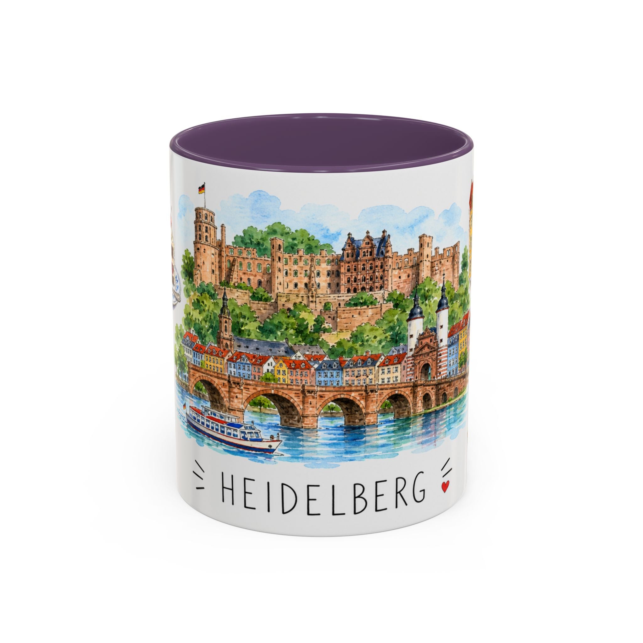 Heidelberg Illustrated Travel Mug | City Souvenir Accent Coffee Mug | 11oz 15oz Ceramic Cup