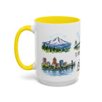 Portland Illustrated Travel Mug | City Souvenir Accent Coffee Mug | 11oz 15oz Ceramic Cup