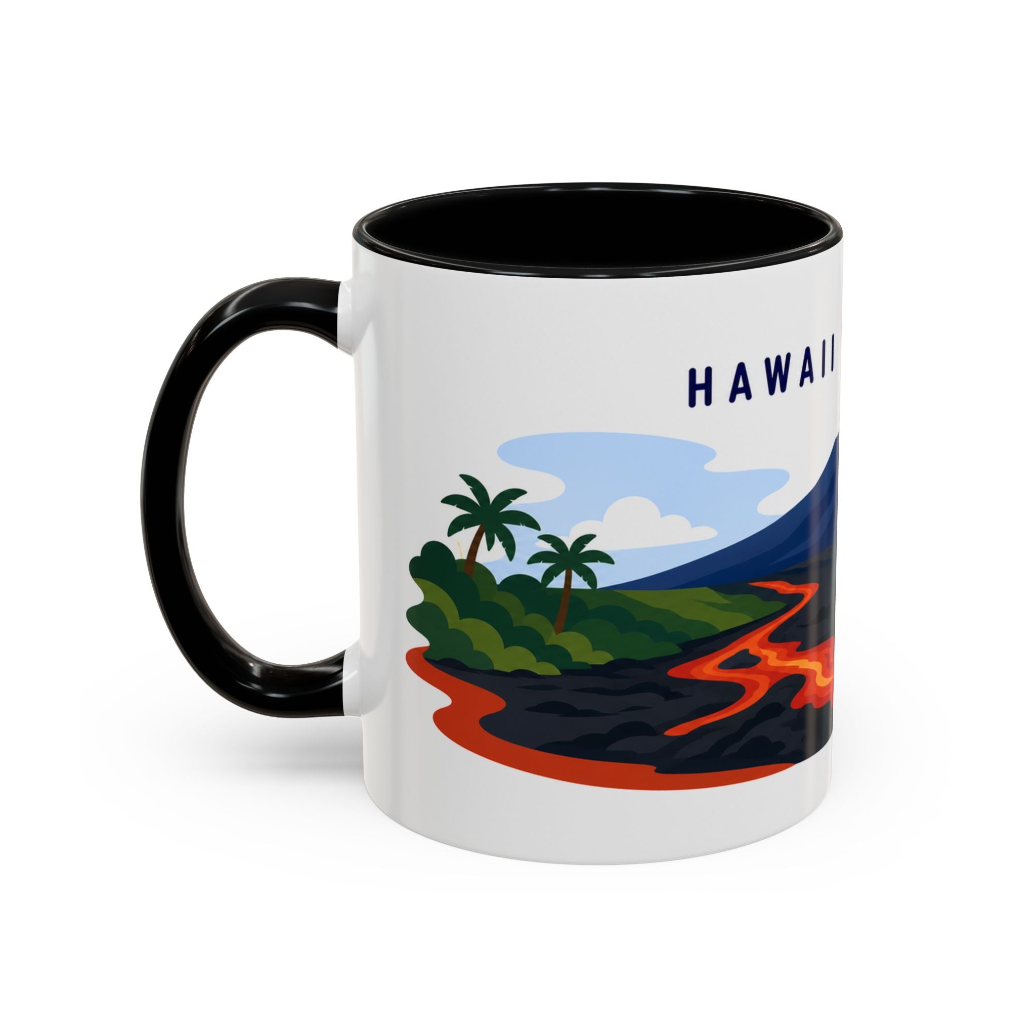 Hawaii Volcanoes Coffee Mug | Travel Destination Souvenir Gift | Accent Color Ceramic 11oz 15oz