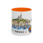 Marseille Illustrated Travel Mug | City Souvenir Accent Coffee Mug | 11oz 15oz Ceramic Cup