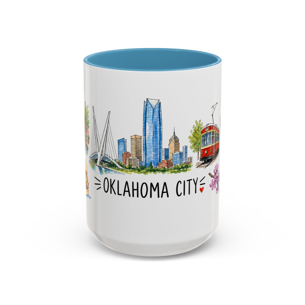 Oklahoma City Illustrated Travel Mug | City Souvenir Accent Coffee Mug | 11oz 15oz Ceramic Cup