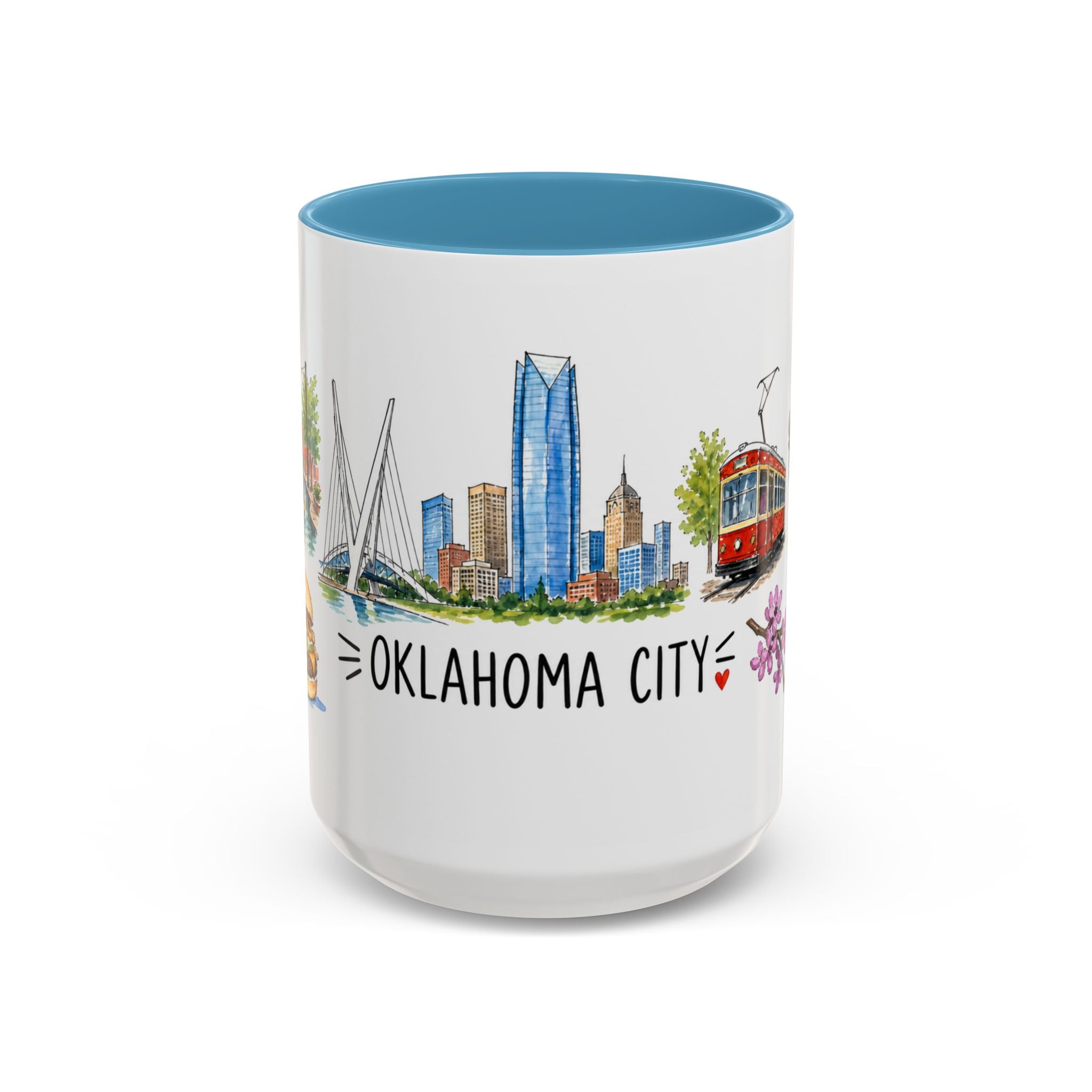 Oklahoma City Illustrated Travel Mug | City Souvenir Accent Coffee Mug | 11oz 15oz Ceramic Cup