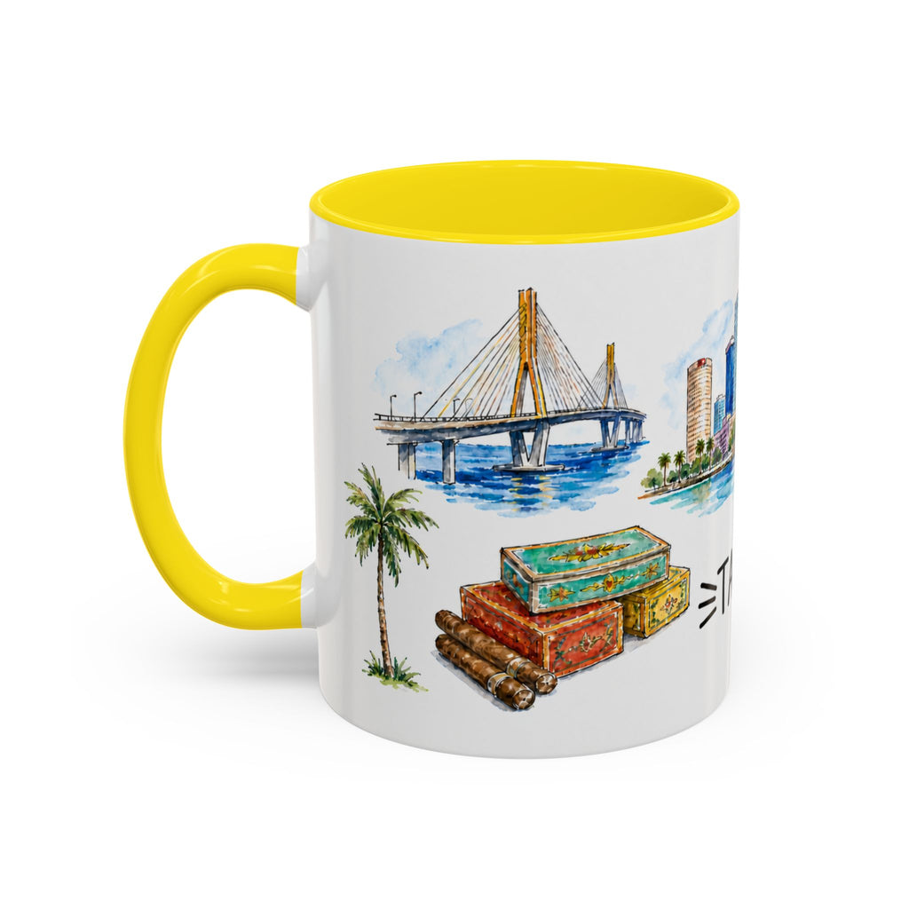 Tampa Illustrated Travel Mug | City Souvenir Accent Coffee Mug | 11oz 15oz Ceramic Cup