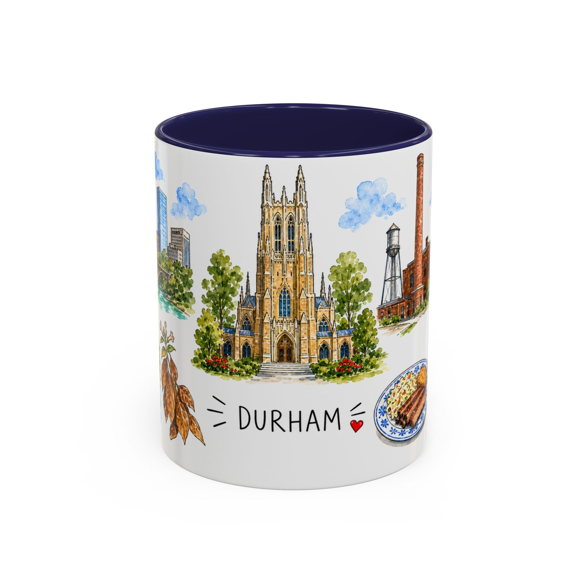 Durham Illustrated Travel Mug | City Souvenir Accent Coffee Mug | 11oz 15oz Ceramic Cup