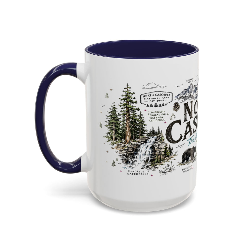 North Cascades National Park Coffee Mug | Washington Alpine Glacier Hiking Gift | Accent Color Ceramic 11oz 15oz