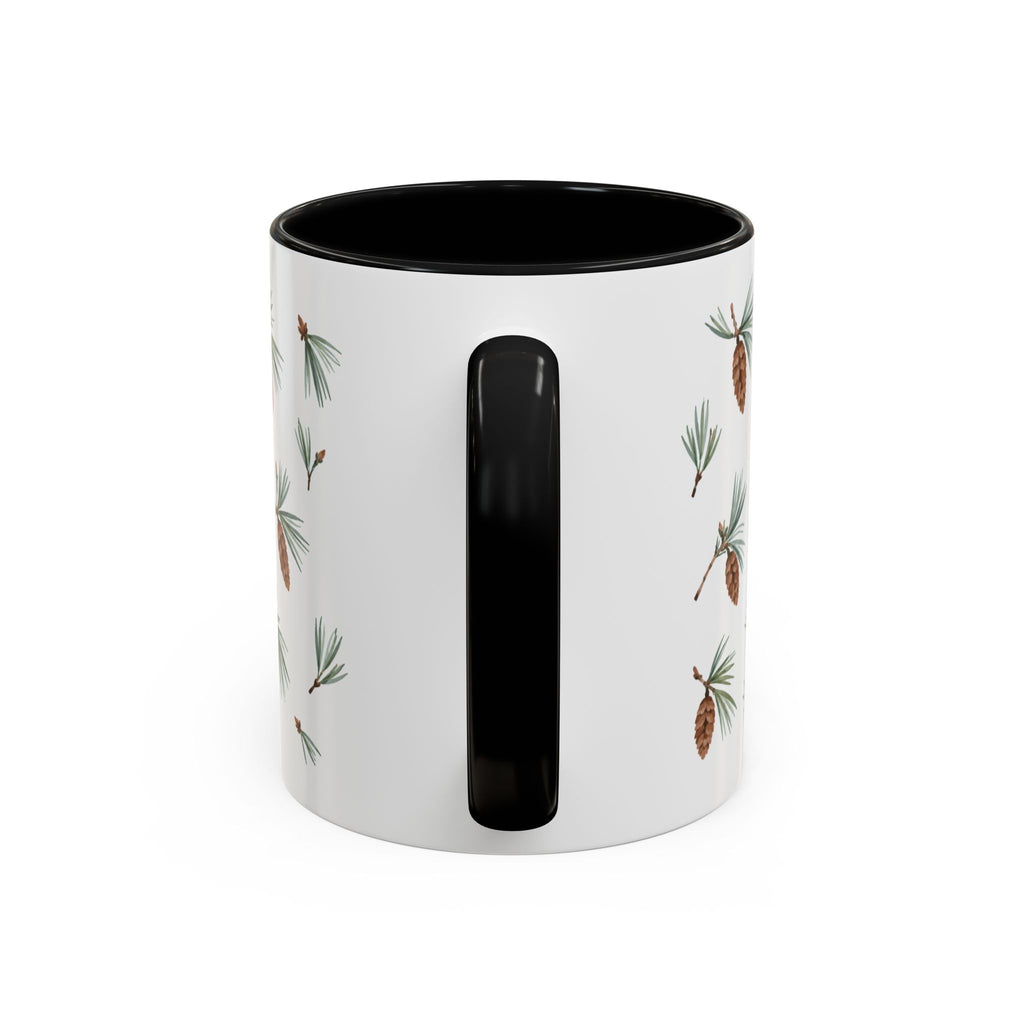 Maine White Pine Cone and Tassel Mug, State Flower Floral Coffee Cup, 11oz Botanical Gift