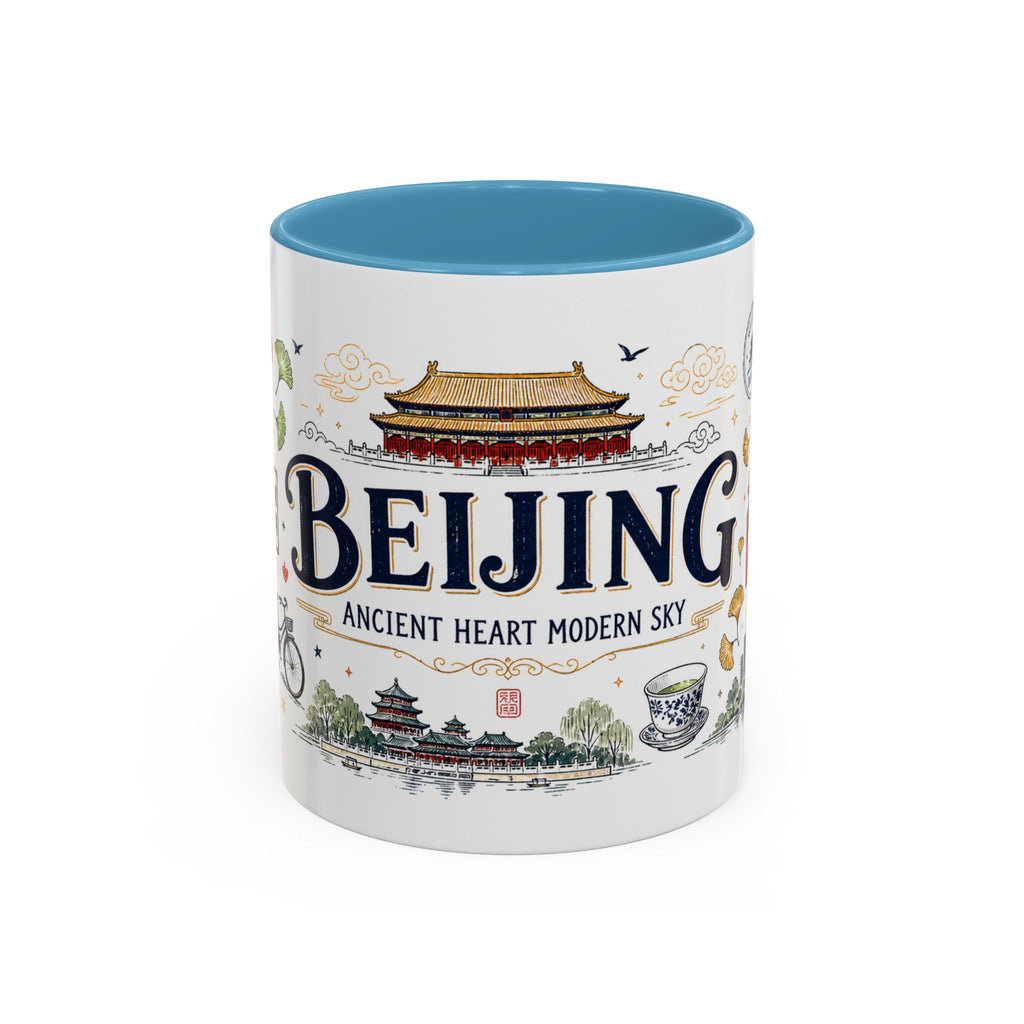 Beijing Coffee Mug | China Souvenir Travel Gift | Accent Color Ceramic 11oz 15oz