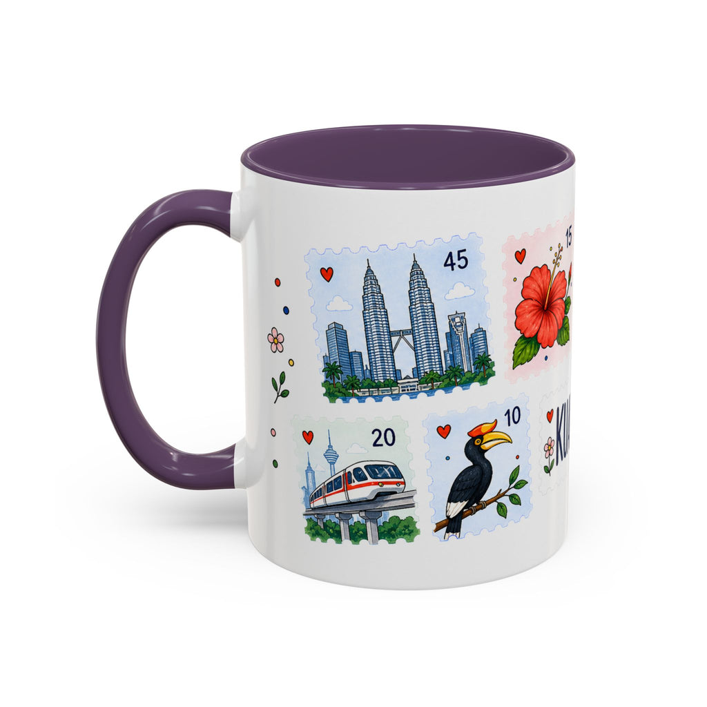 Kuala Lumpur Coffee Mug | Postage Stamp Collage Mug | Travel Souvenir Accent Cup 11oz 15oz