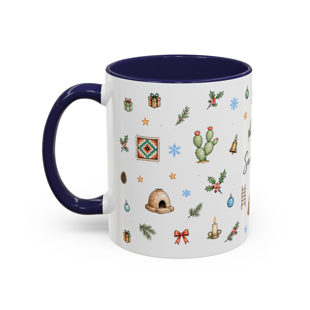 Santa Fe Christmas Mug | Watercolor City Souvenir | Ceramic Coffee Cup (11oz 15oz)