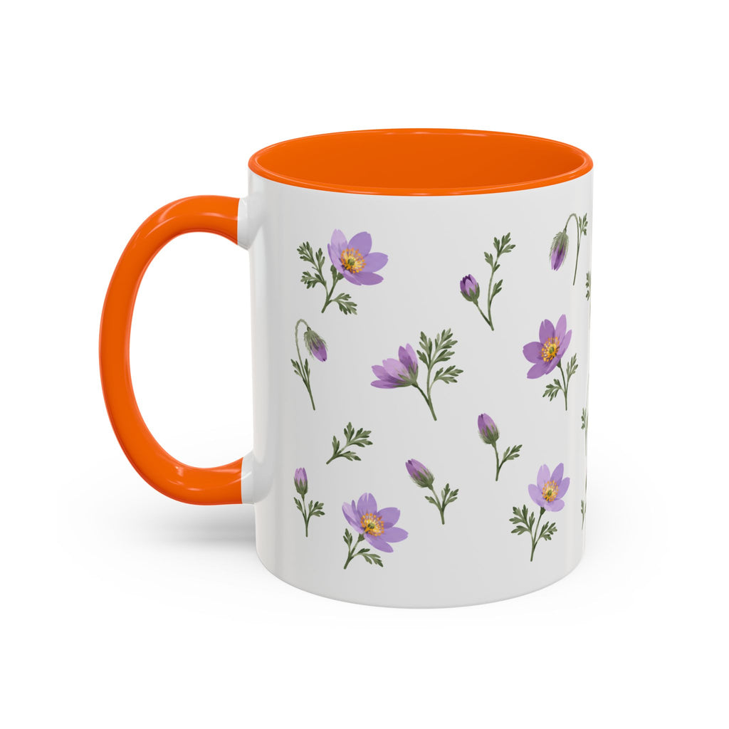 South Dakota Pasque Flower Mug, State Flower Floral Coffee Cup, 11oz Botanical Gift