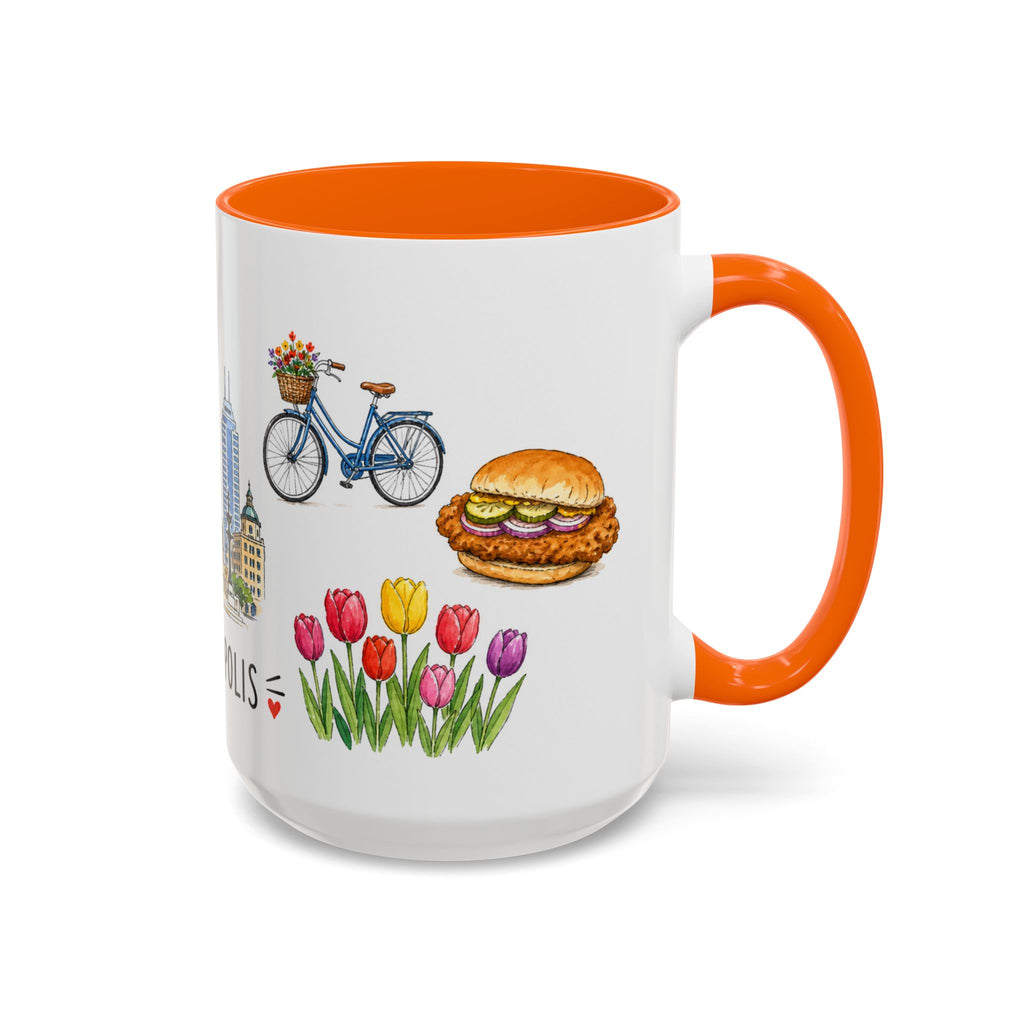 Indianapolis Illustrated Travel Mug | City Souvenir Accent Coffee Mug | 11oz 15oz Ceramic Cup