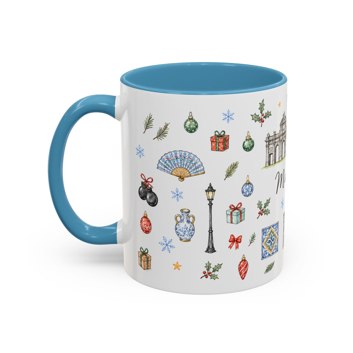 Madrid Christmas Mug | Watercolor City Souvenir, Travel Memories, Ceramic Coffee Cup