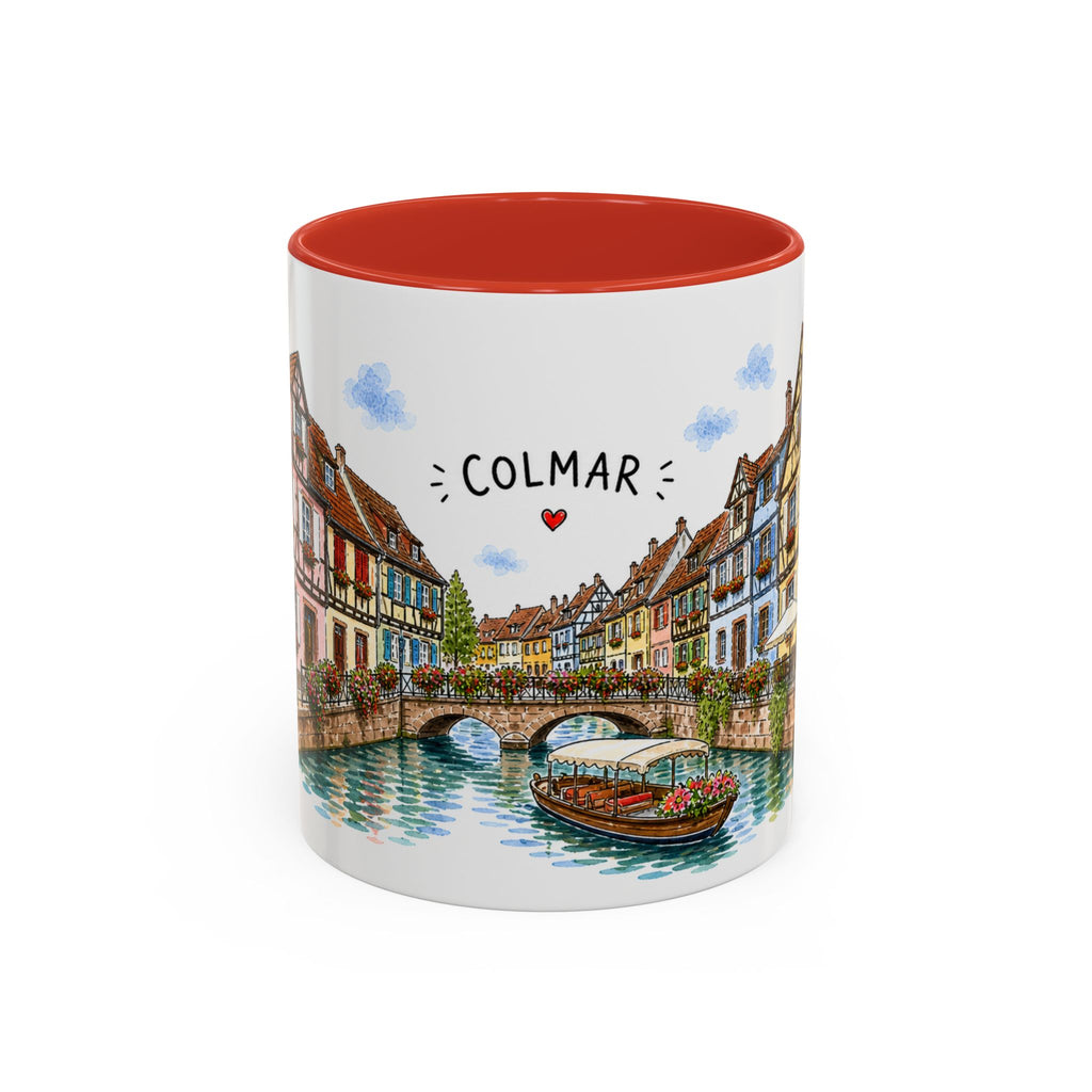 Colmar Illustrated Travel Mug | France Souvenir Accent Coffee Mug | 11oz 15oz Ceramic Cup