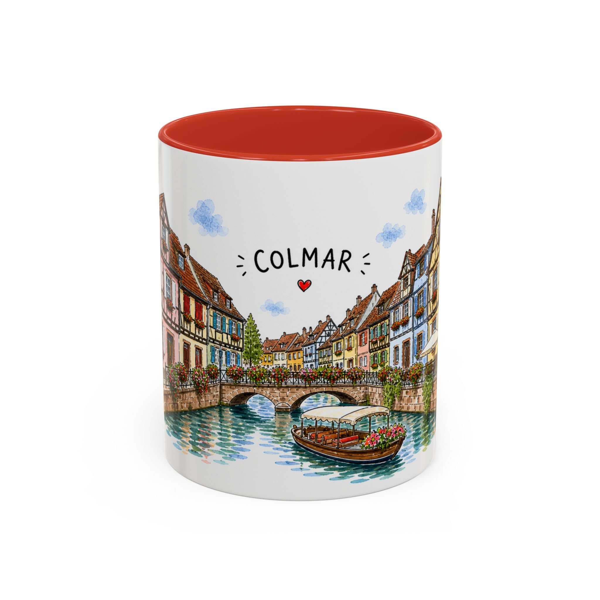 Colmar Illustrated Travel Mug | France Souvenir Accent Coffee Mug | 11oz 15oz Ceramic Cup