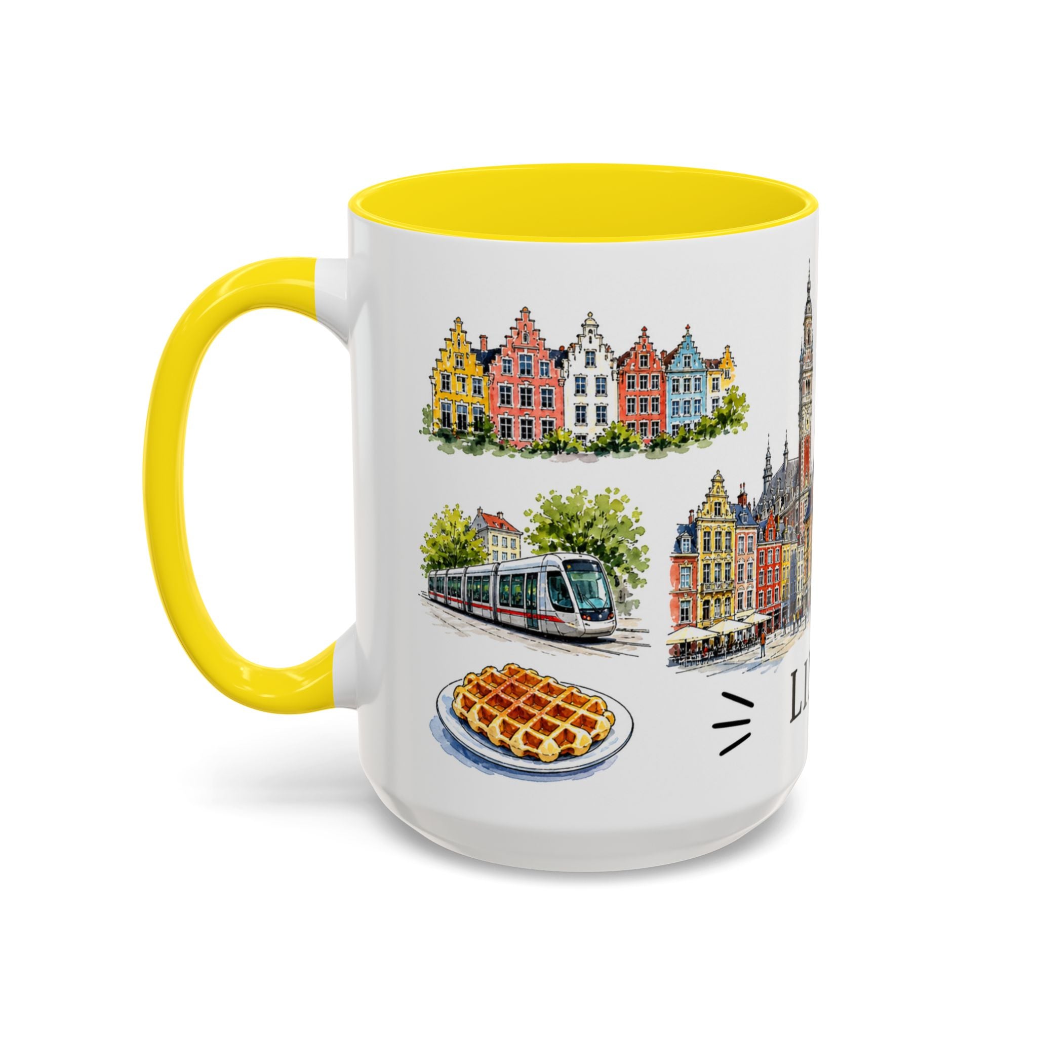 Lille Illustrated Travel Mug | City Souvenir Accent Coffee Mug | 11oz 15oz Ceramic Cup