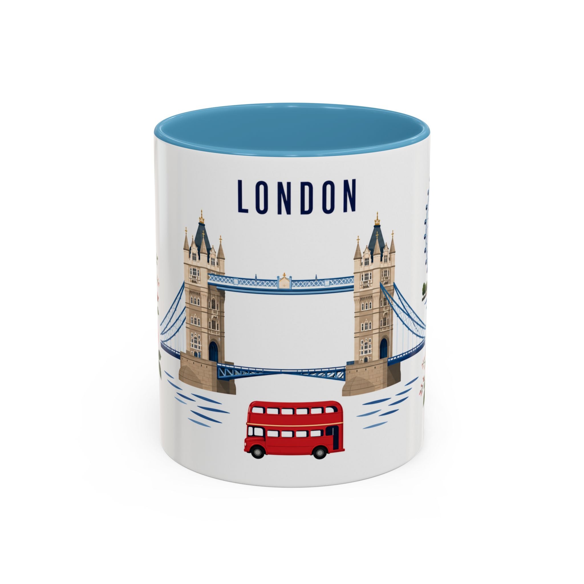 London Coffee Mug | United Kingdom Travel Souvenir | Porcelain Decal City Gift | 11oz 15oz Accent Mug