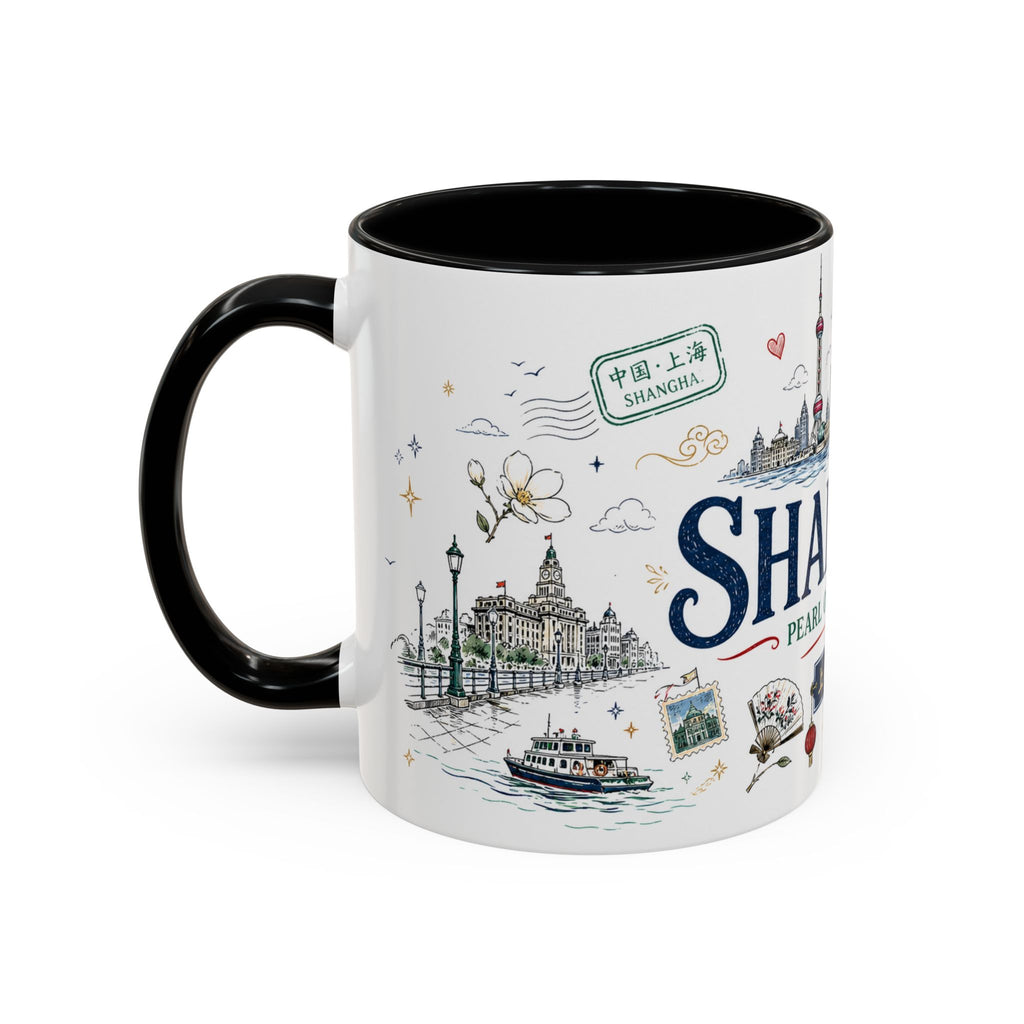 Shanghai Coffee Mug | China Souvenir Travel Gift | Accent Color Ceramic 11oz 15oz