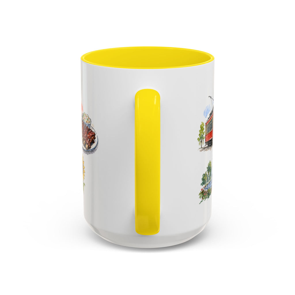 Kansas City Illustrated Travel Mug | City Souvenir Accent Coffee Mug | 11oz 15oz Ceramic Cup
