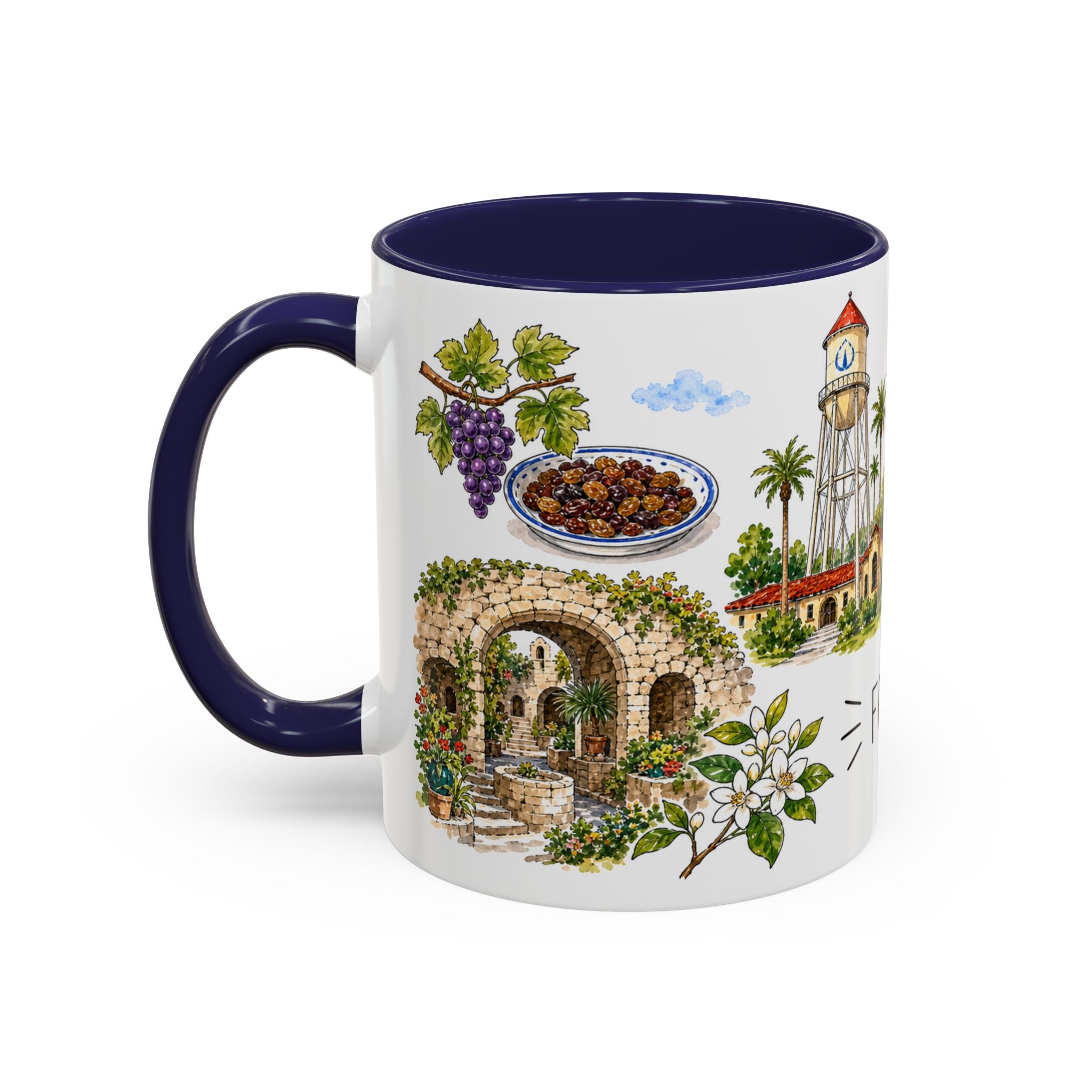 Fresno Illustrated Travel Mug | City Souvenir Accent Coffee Mug | 11oz 15oz Ceramic Cup